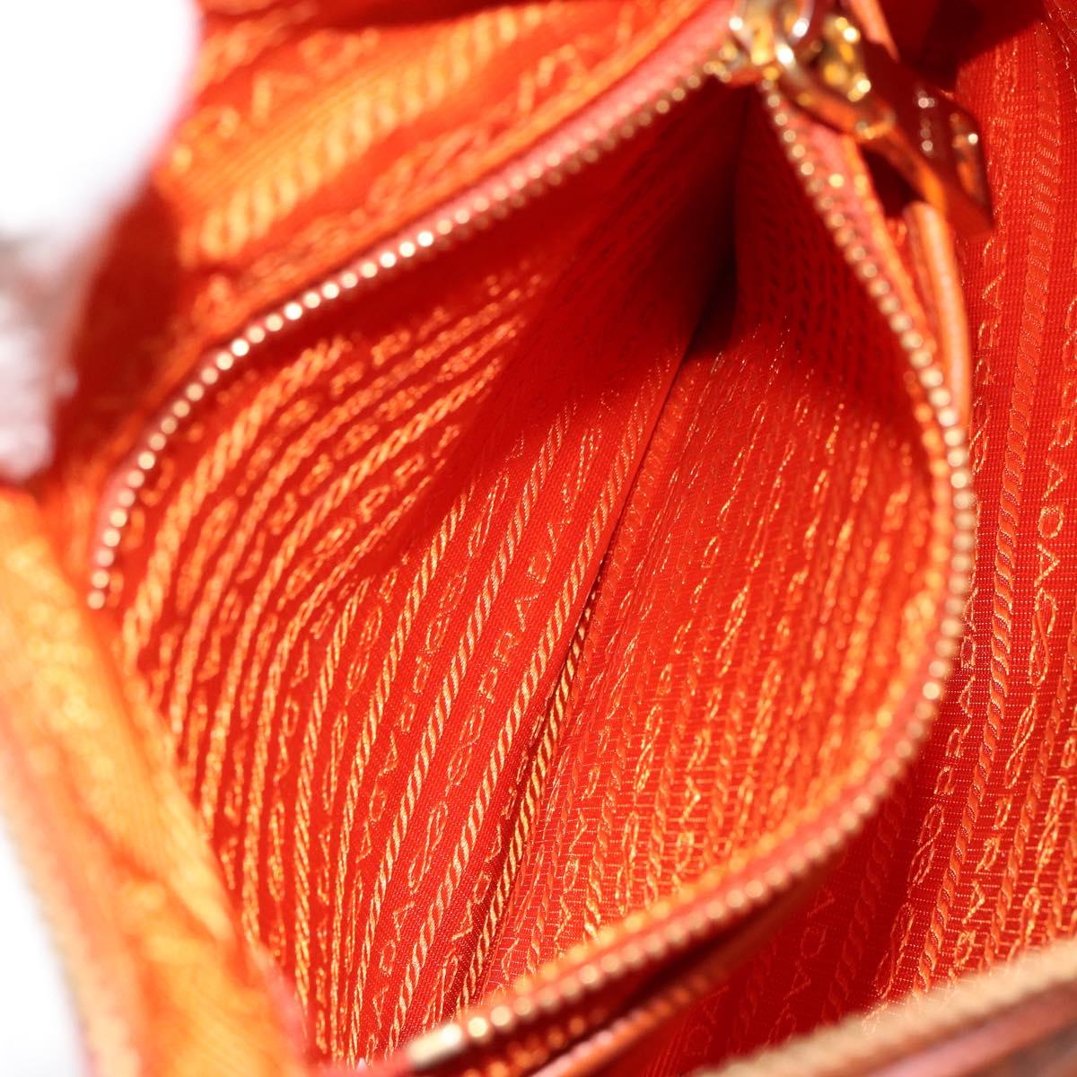 PRADA Shoulder Bag Nylon Orange Gold Auth 154323