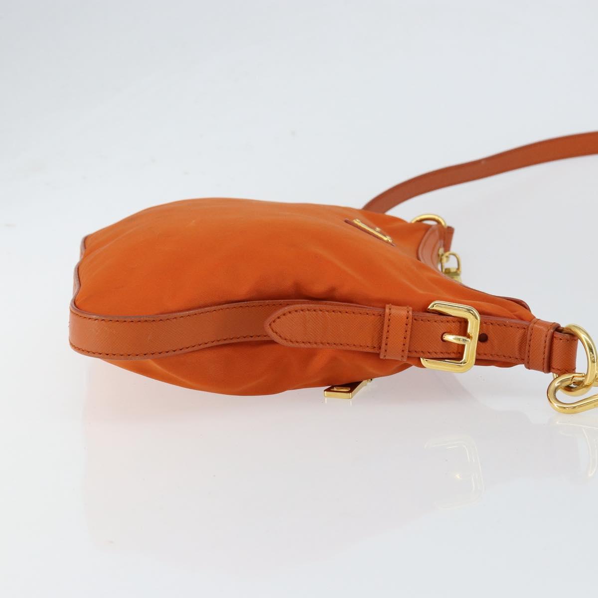PRADA Shoulder Bag Nylon Orange Gold Auth 154323