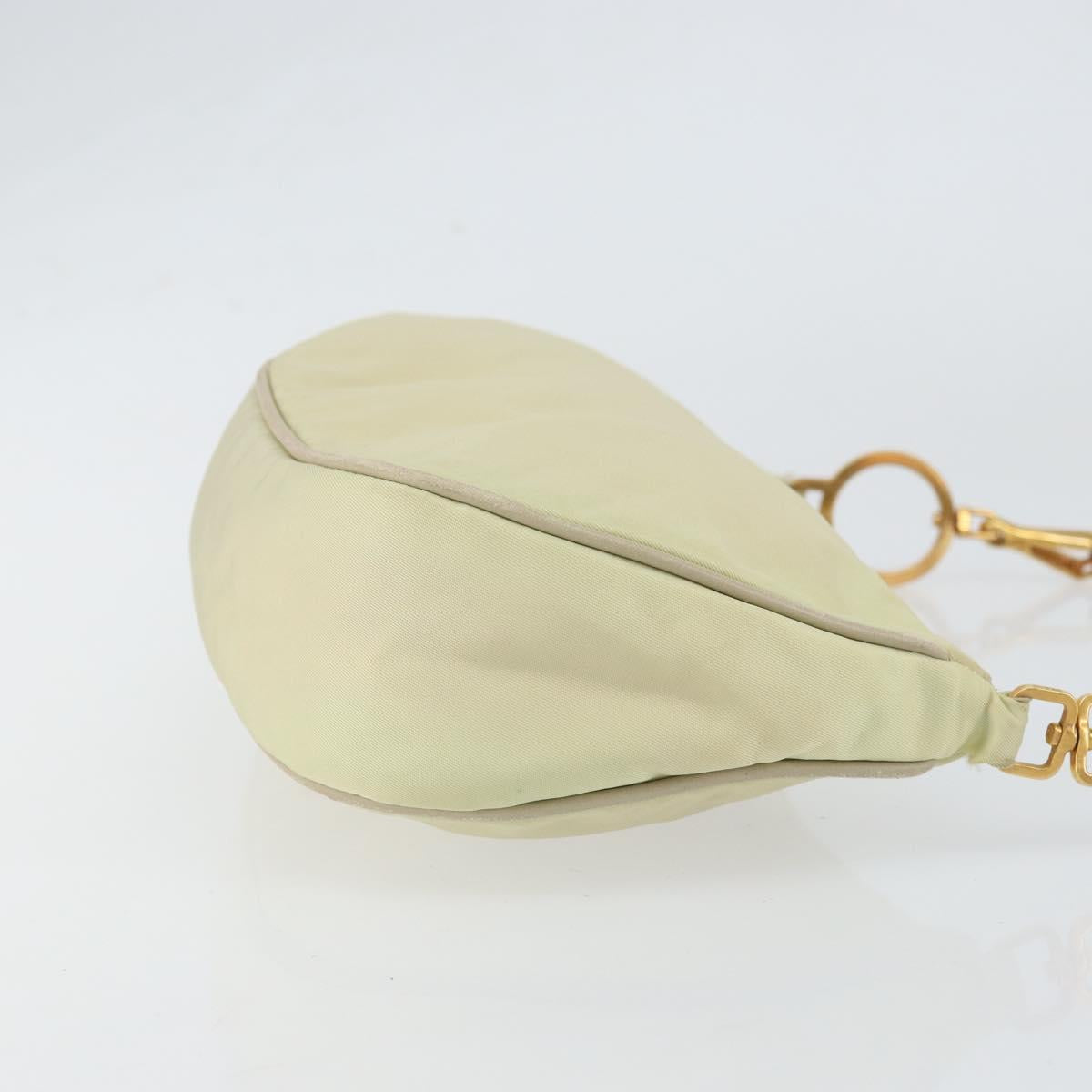PRADA Shoulder Bag Nylon Ivory Gold Auth 154324