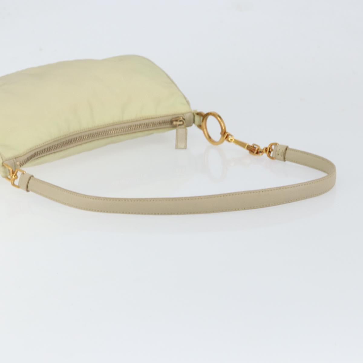 PRADA Shoulder Bag Nylon Ivory Gold Auth 154324