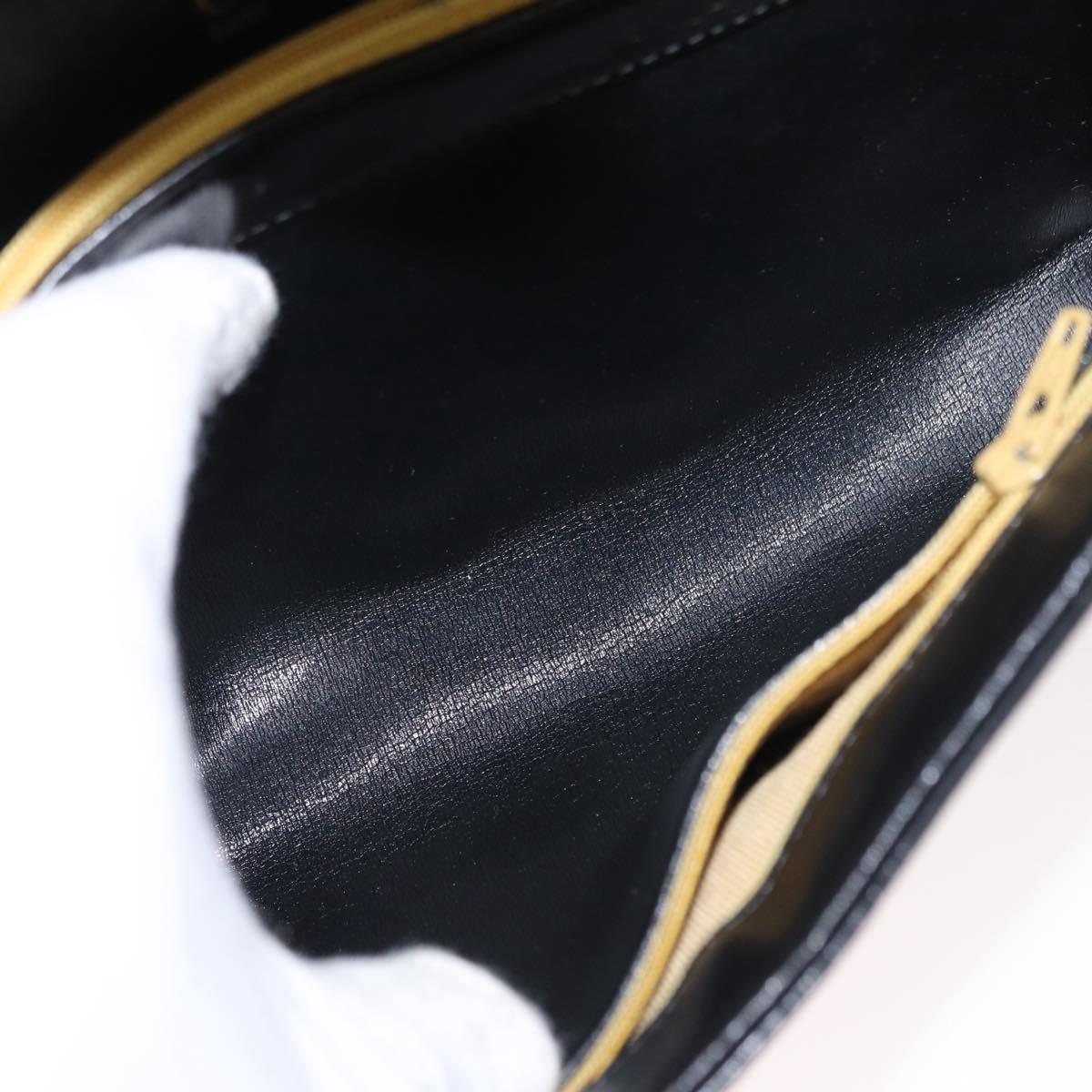 Christian Dior Hand Bag Leather 2way Black Gold Auth 154326V