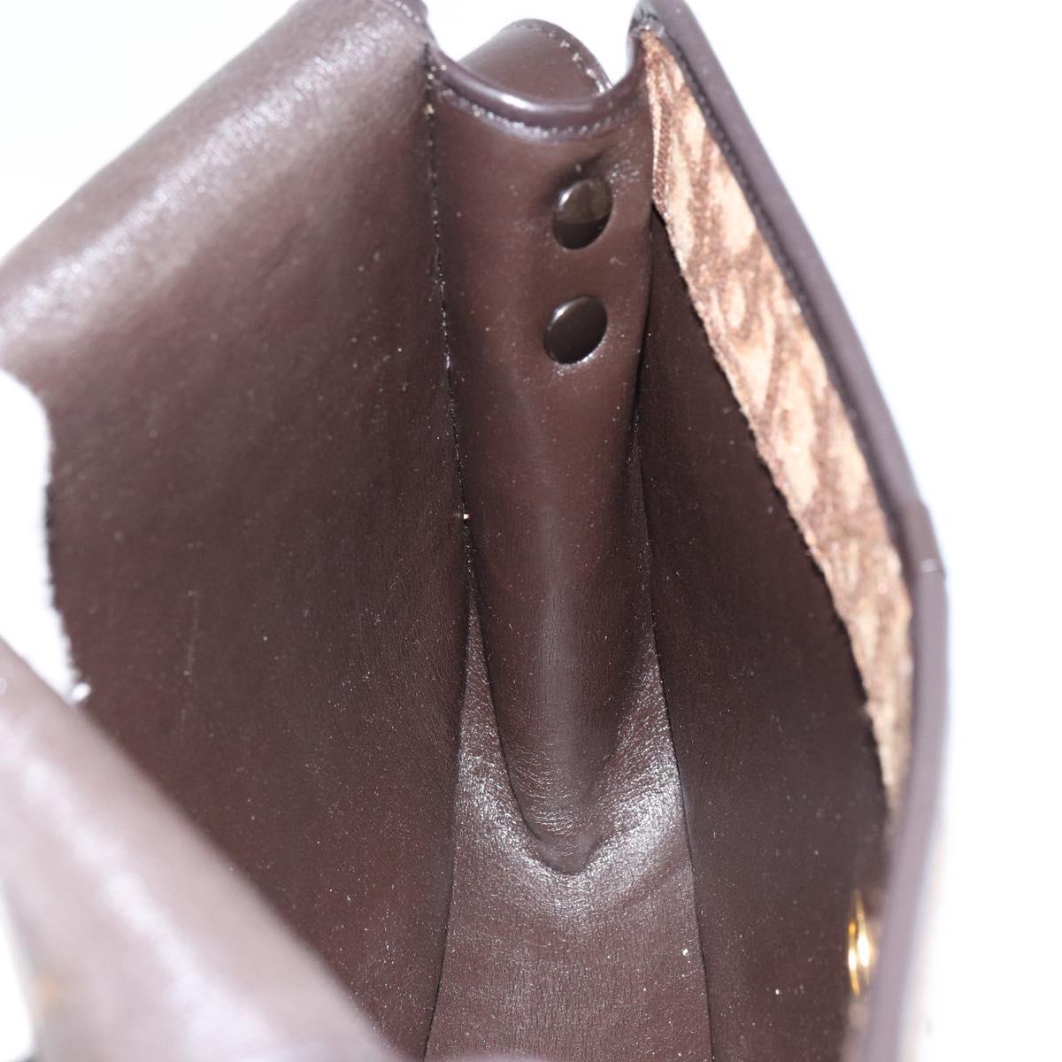 Christian Dior Trotter Canvas Shoulder Bag Brown Gold Auth 154327