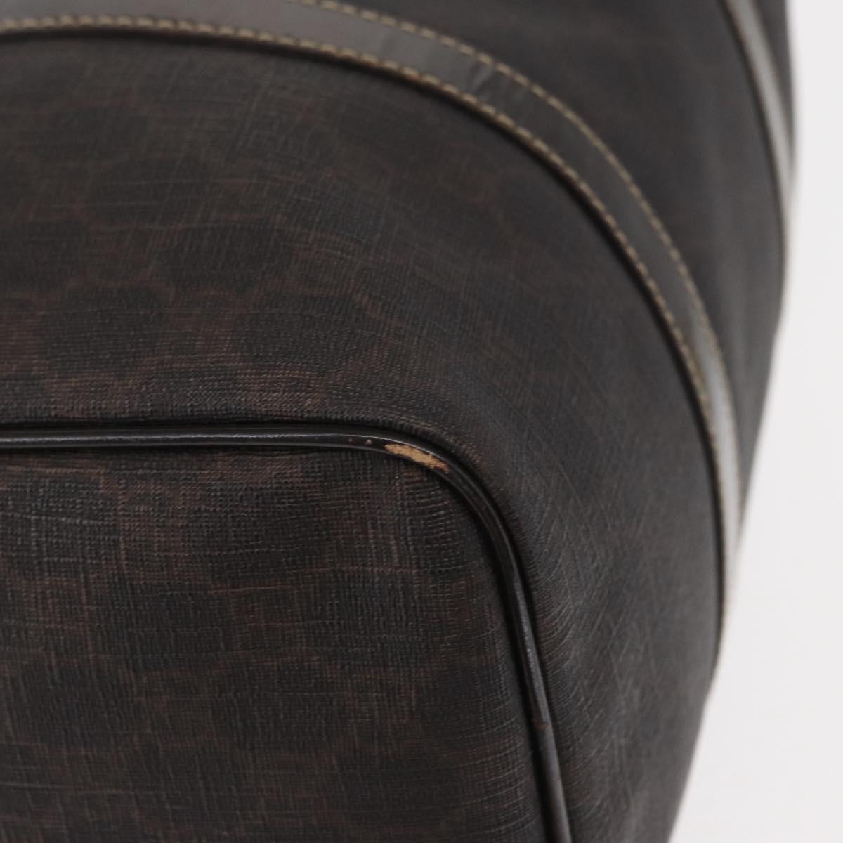 FENDI Zucchino Canvas Boston Bag PVC Dark Brown Gold 193603 Auth 154330