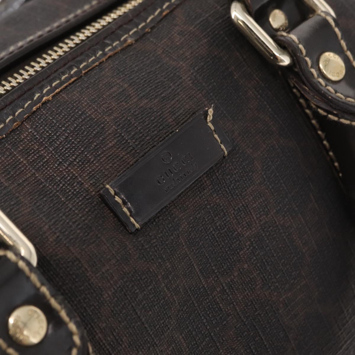 FENDI Zucchino Canvas Boston Bag PVC Dark Brown Gold 193603 Auth 154330