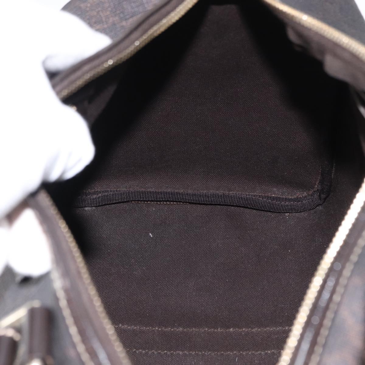 FENDI Zucchino Canvas Boston Bag PVC Dark Brown Gold 193603 Auth 154330