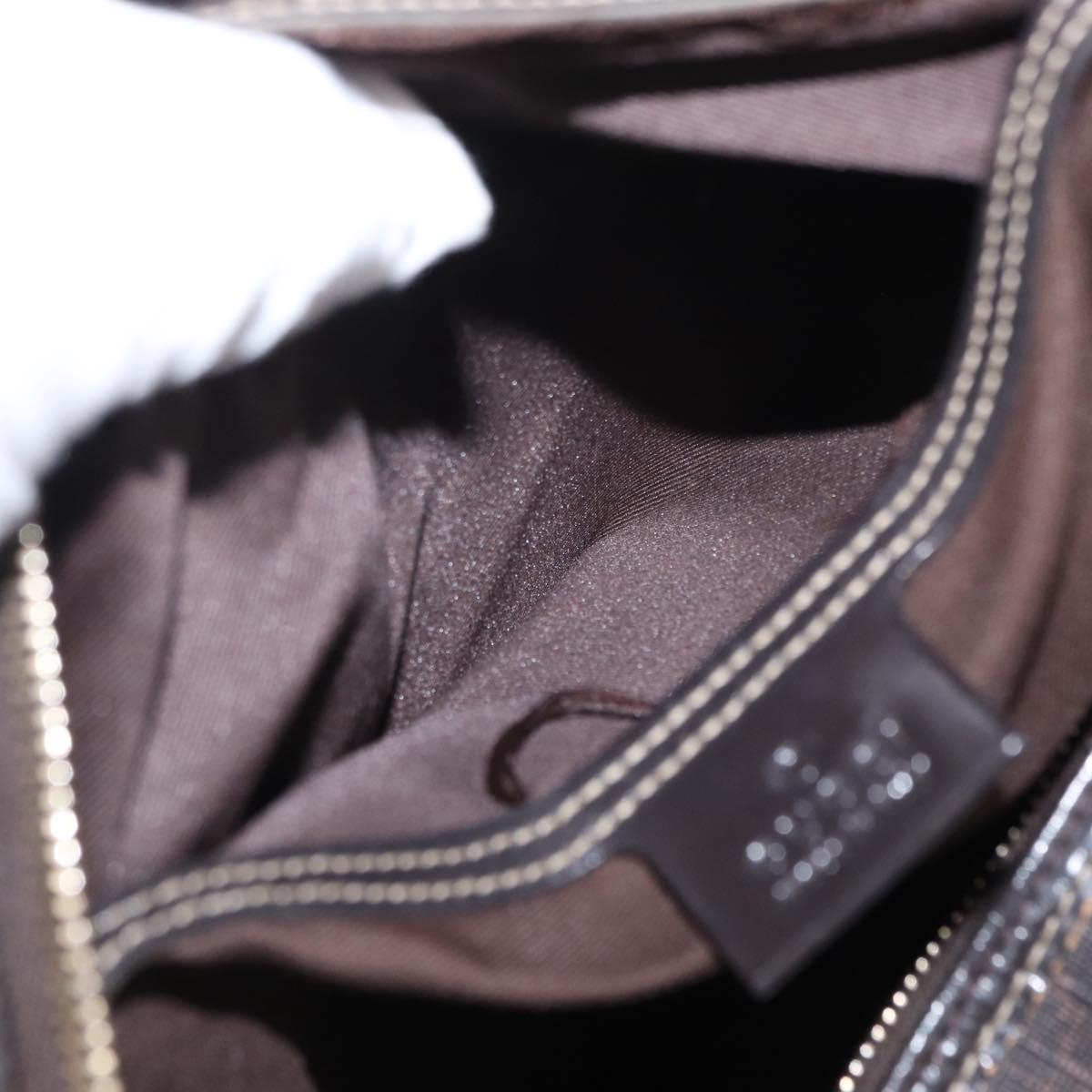 FENDI Zucchino Canvas Boston Bag PVC Dark Brown Gold 193603 Auth 154330