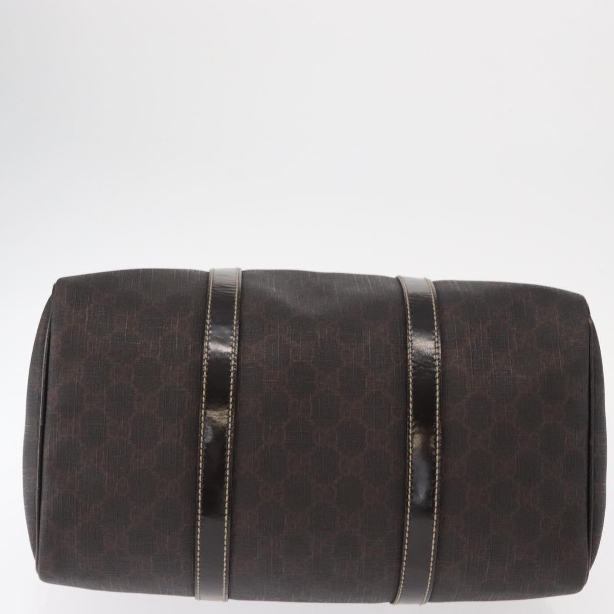 FENDI Zucchino Canvas Boston Bag PVC Dark Brown Gold 193603 Auth 154330