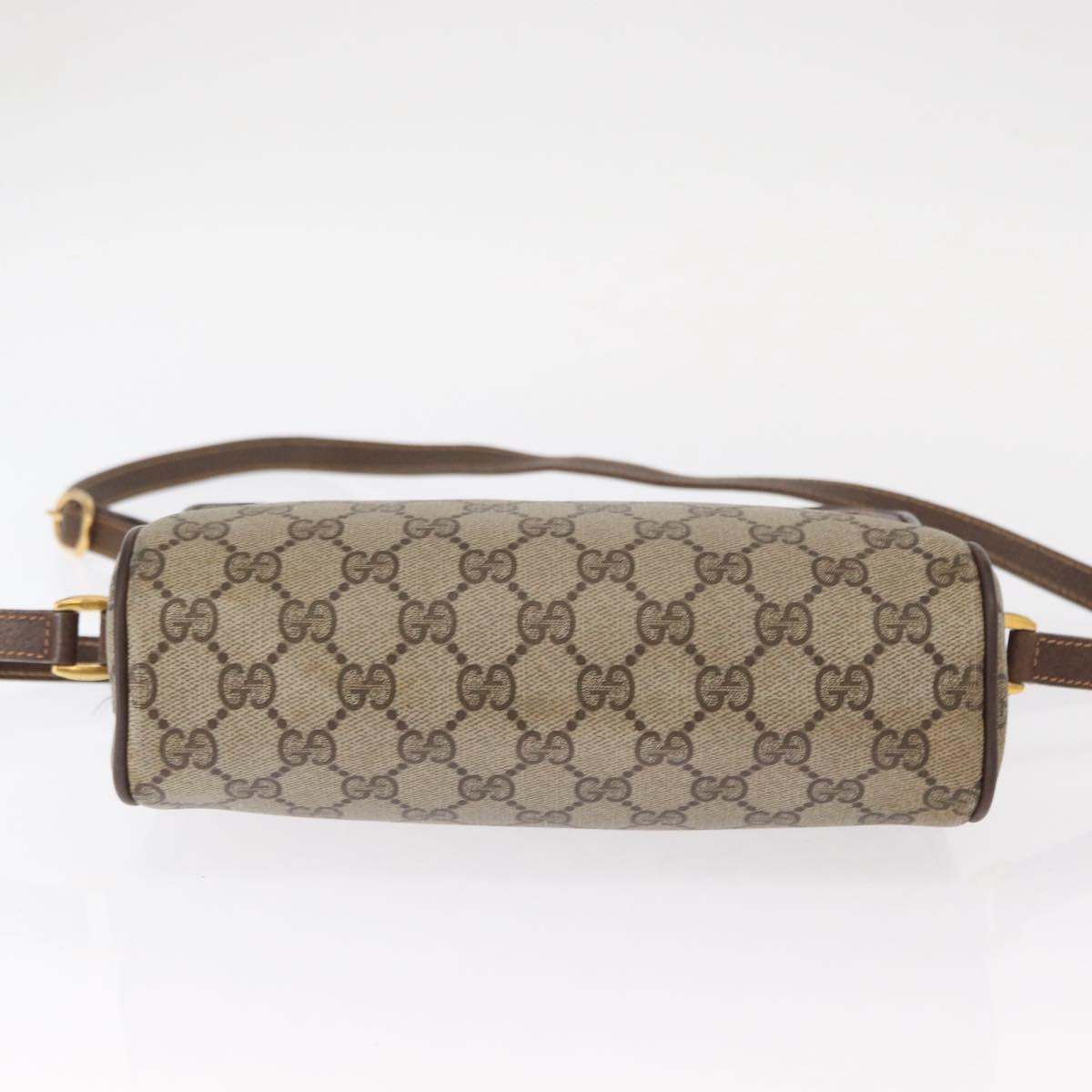 GUCCI GG Supreme Web Sherry Line Bag PVC Beige Gold 56 02 087 Auth 154331