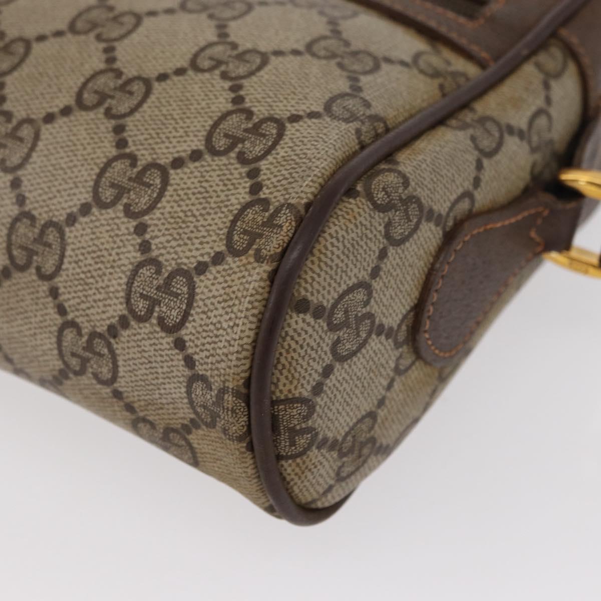 GUCCI GG Supreme Web Sherry Line Bag PVC Beige Gold 56 02 087 Auth 154331