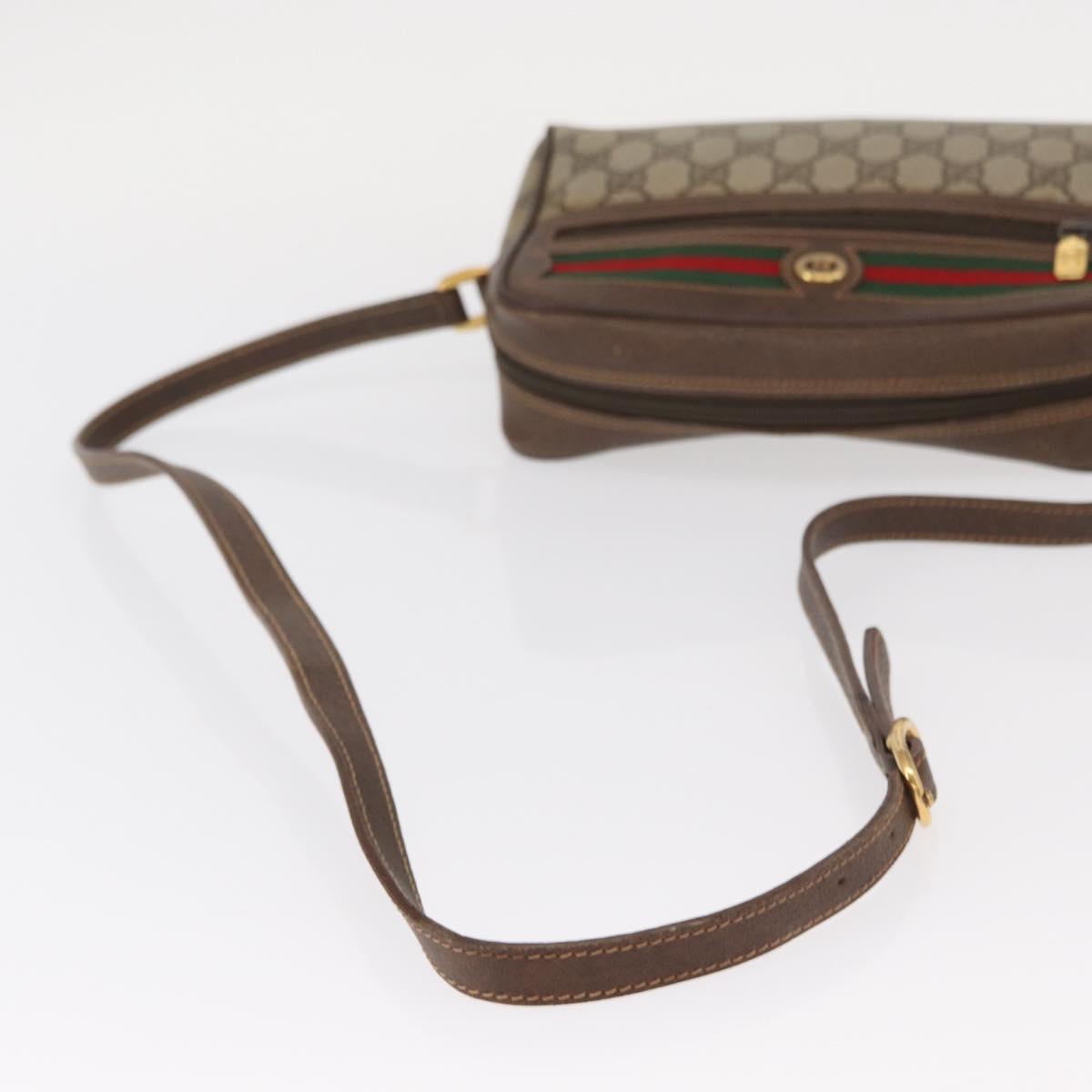 GUCCI GG Supreme Web Sherry Line Bag PVC Beige Gold 56 02 087 Auth 154331