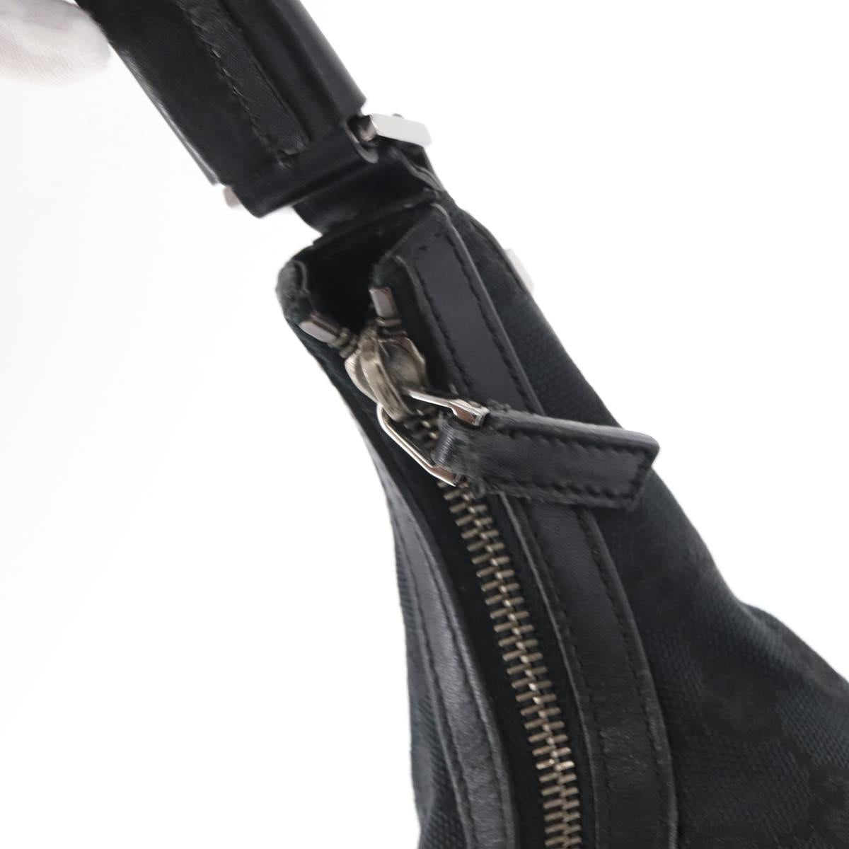 GUCCI GG Canvas Shoulder Bag Black Silver 001 4299 1669 Auth 154332
