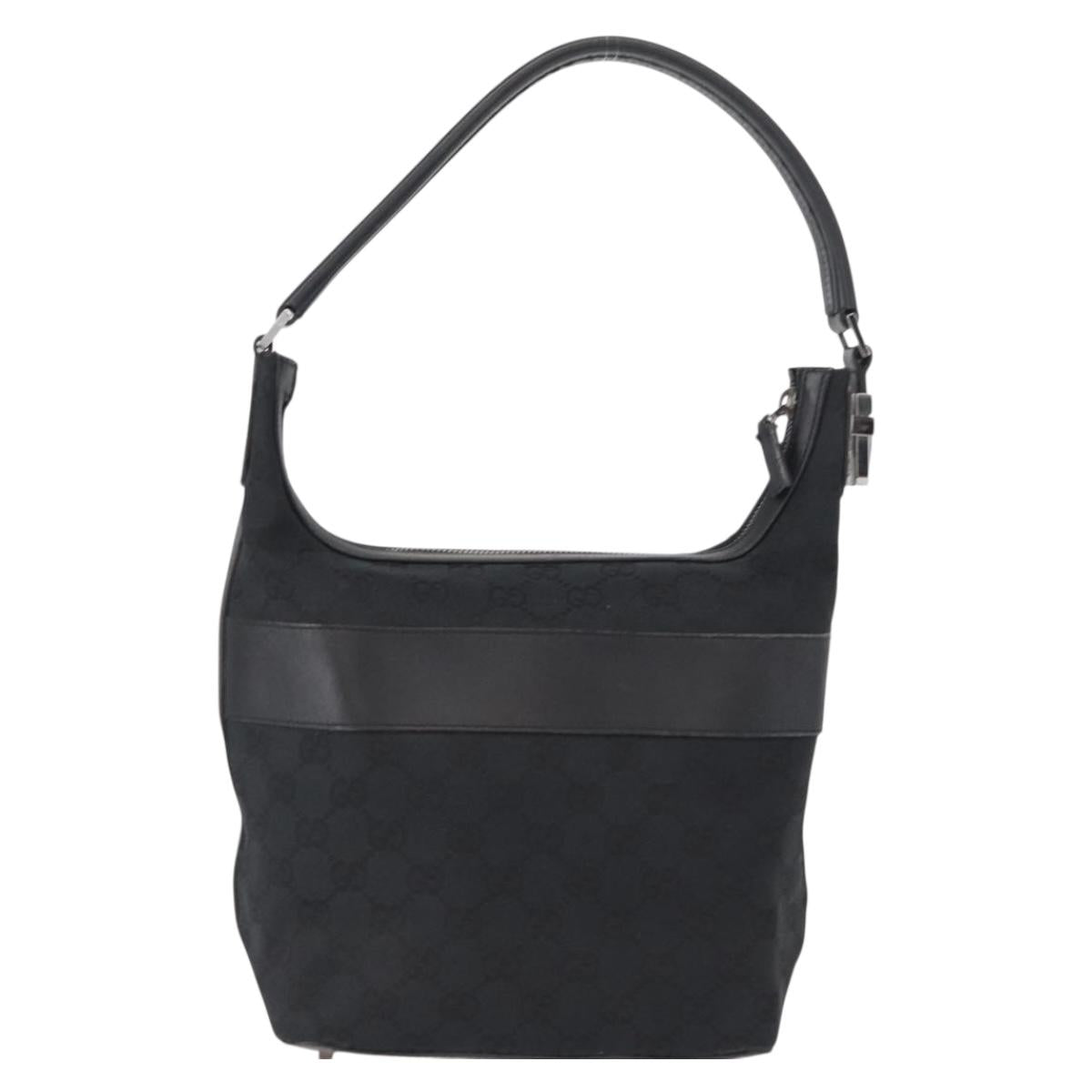 GUCCI GG Canvas Shoulder Bag Black Silver 001 4299 1669 Auth 154332