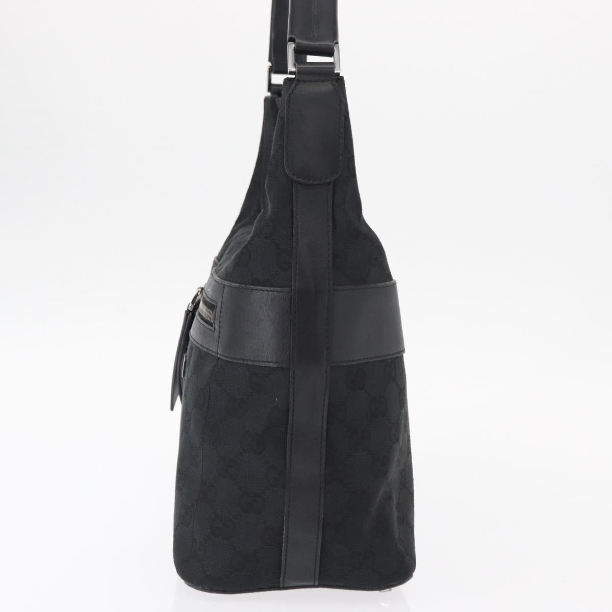 GUCCI GG Canvas Shoulder Bag Black Silver 001 4299 1669 Auth 154332