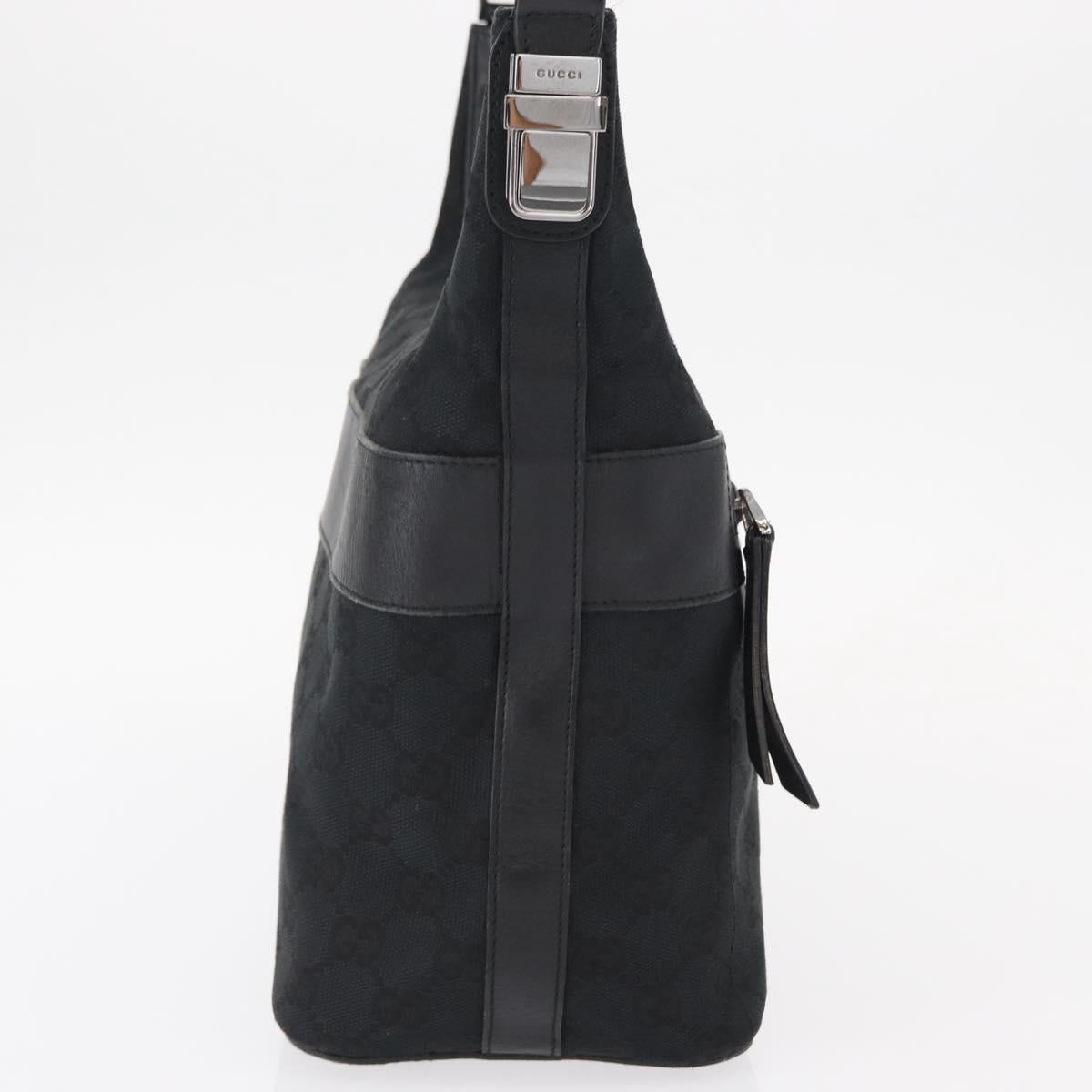 GUCCI GG Canvas Shoulder Bag Black Silver 001 4299 1669 Auth 154332