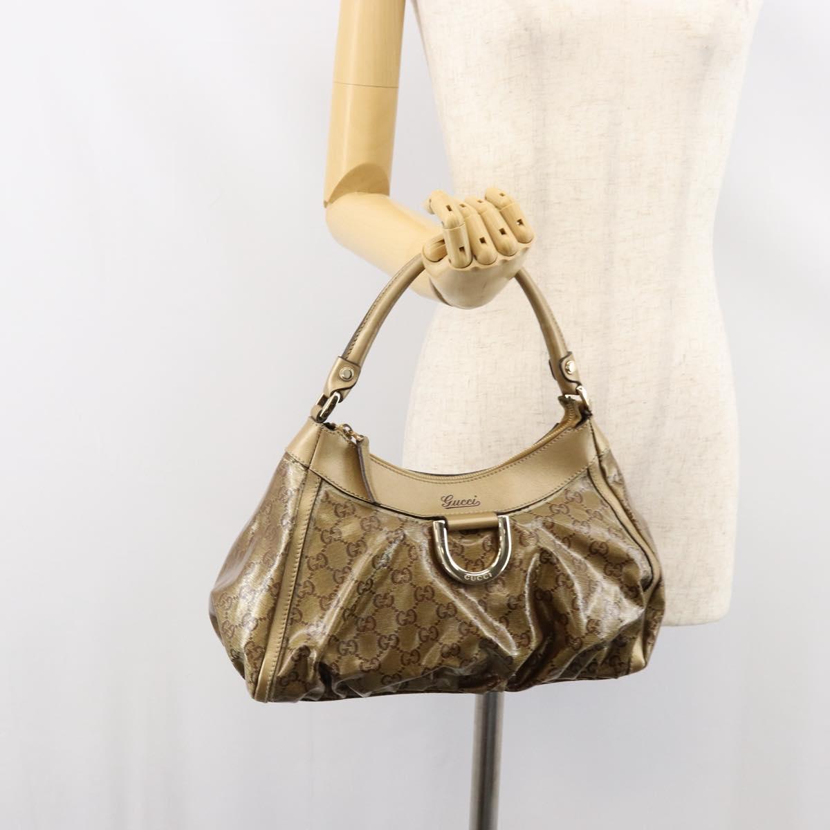 GUCCI GG Crystal Abbey Shoulder Bag Beige Gold 190525 Auth 154333