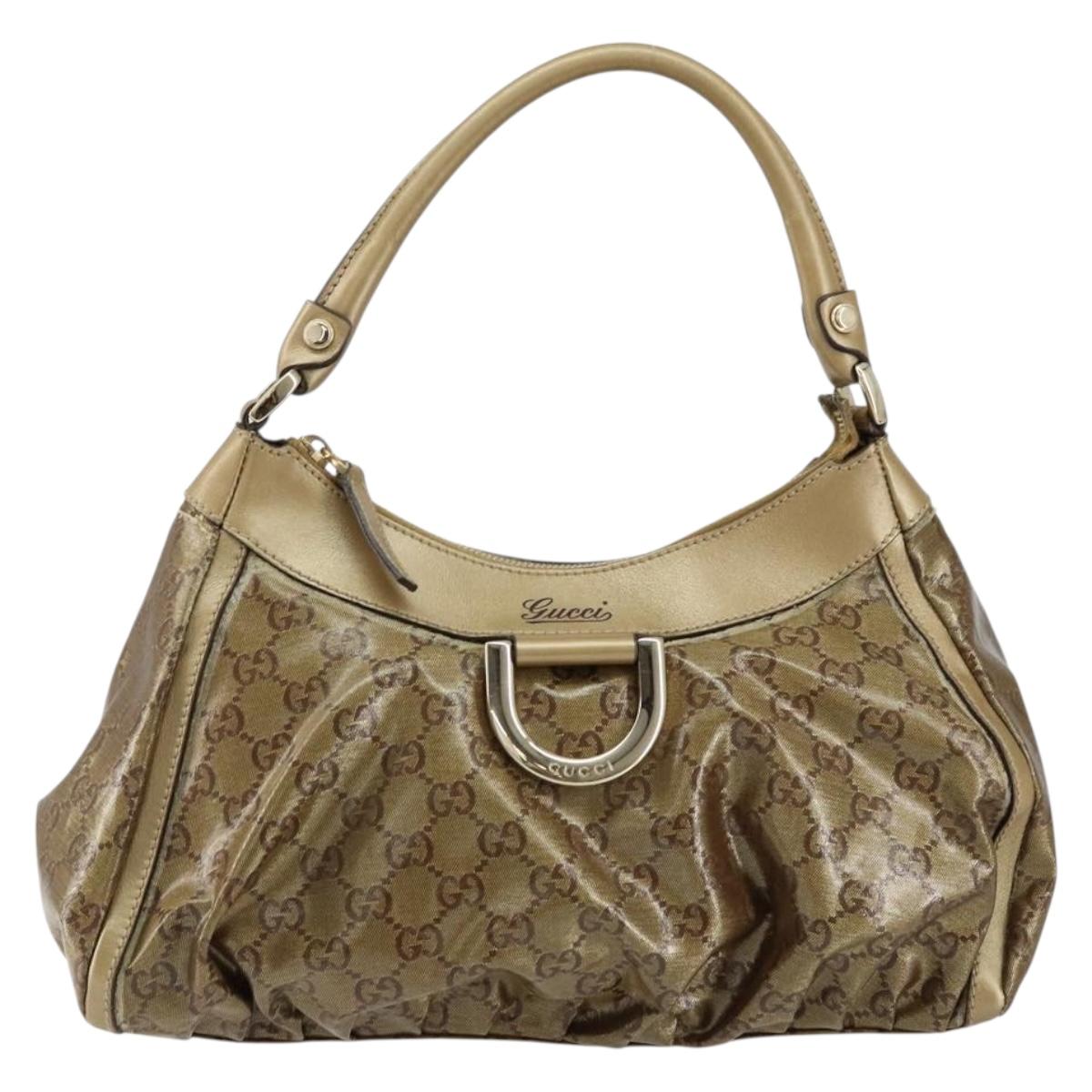 GUCCI GG Crystal Abbey Shoulder Bag Beige Gold 190525 Auth 154333