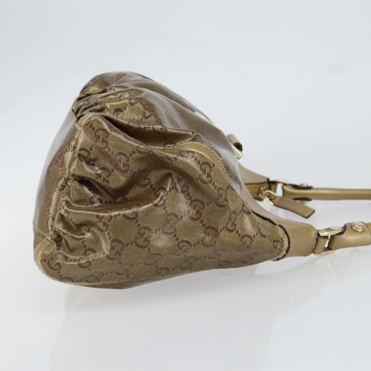 GUCCI GG Crystal Abbey Shoulder Bag Beige Gold 190525 Auth 154333