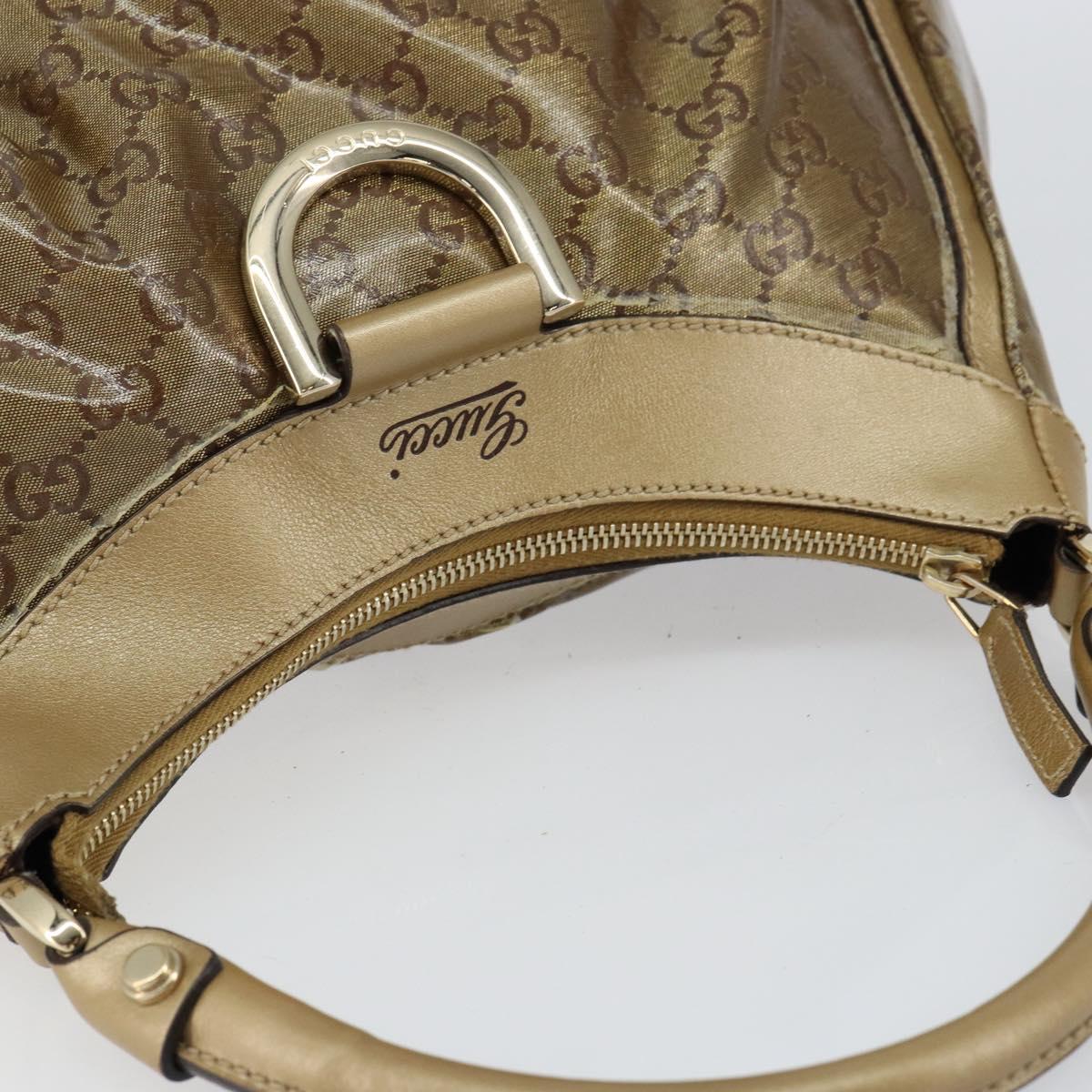 GUCCI GG Crystal Abbey Shoulder Bag Beige Gold 190525 Auth 154333