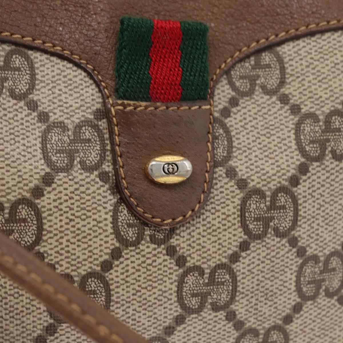 GUCCI GG Supreme Web Sherry Line Bag PVC Beige Gold 89 02 066 Auth 154335