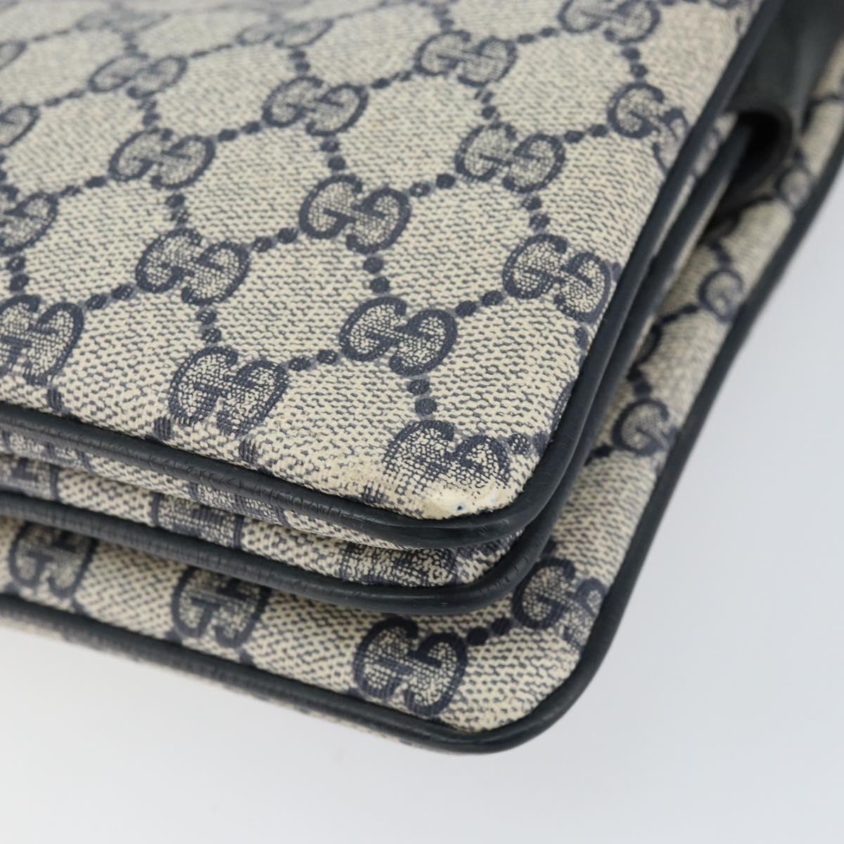 GUCCI GG Supreme Sherry Line Shoulder Bag PVC Navy Gold 14 02 013 Auth 154336