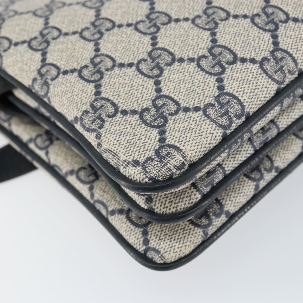 GUCCI GG Supreme Sherry Line Shoulder Bag PVC Navy Gold 14 02 013 Auth 154336