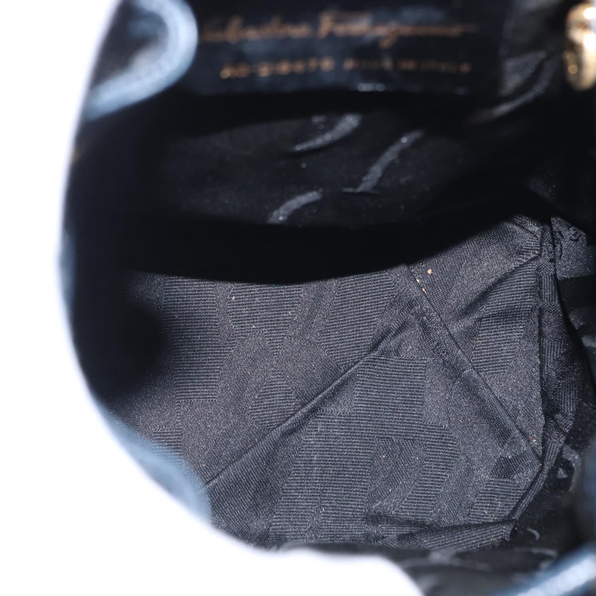 Salvatore Ferragamo Vala Backpack Leather Navy Gold Auth 154339