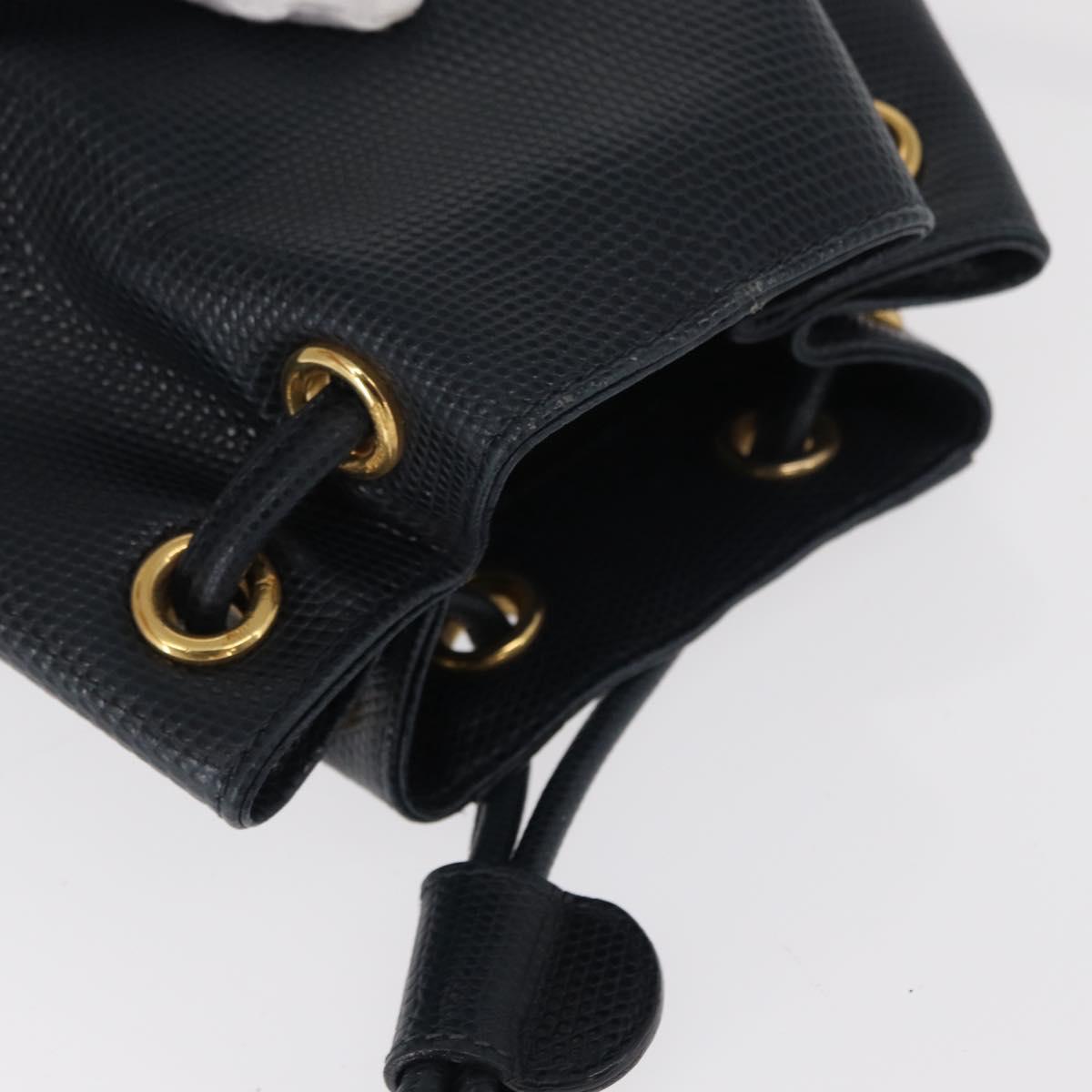 Salvatore Ferragamo Vala Backpack Leather Navy Gold Auth 154339