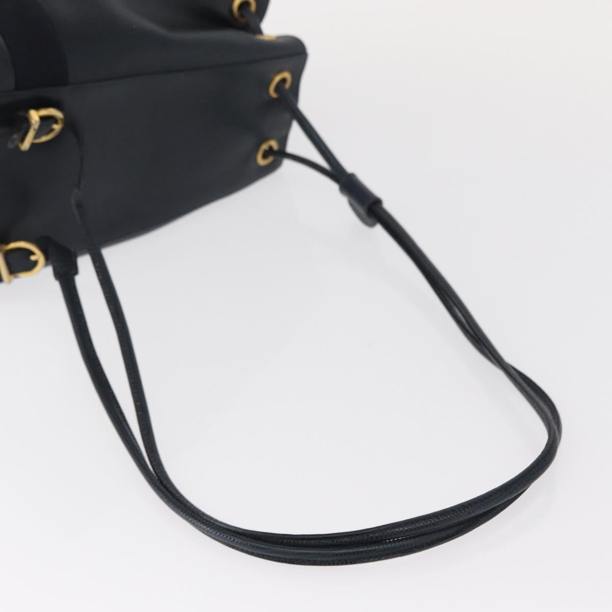 Salvatore Ferragamo Vala Backpack Leather Navy Gold Auth 154339