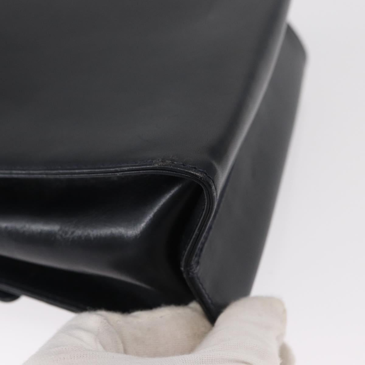 Salvatore Ferragamo Vala Hand Bag Leather 2way Navy Gold Auth 154340