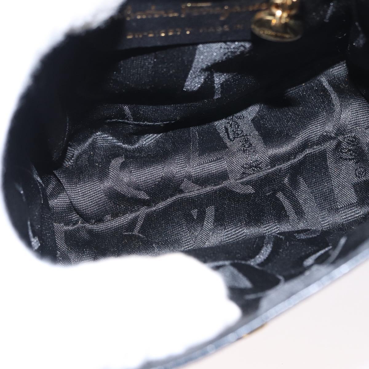 Salvatore Ferragamo Vala Hand Bag Leather 2way Navy Gold Auth 154340