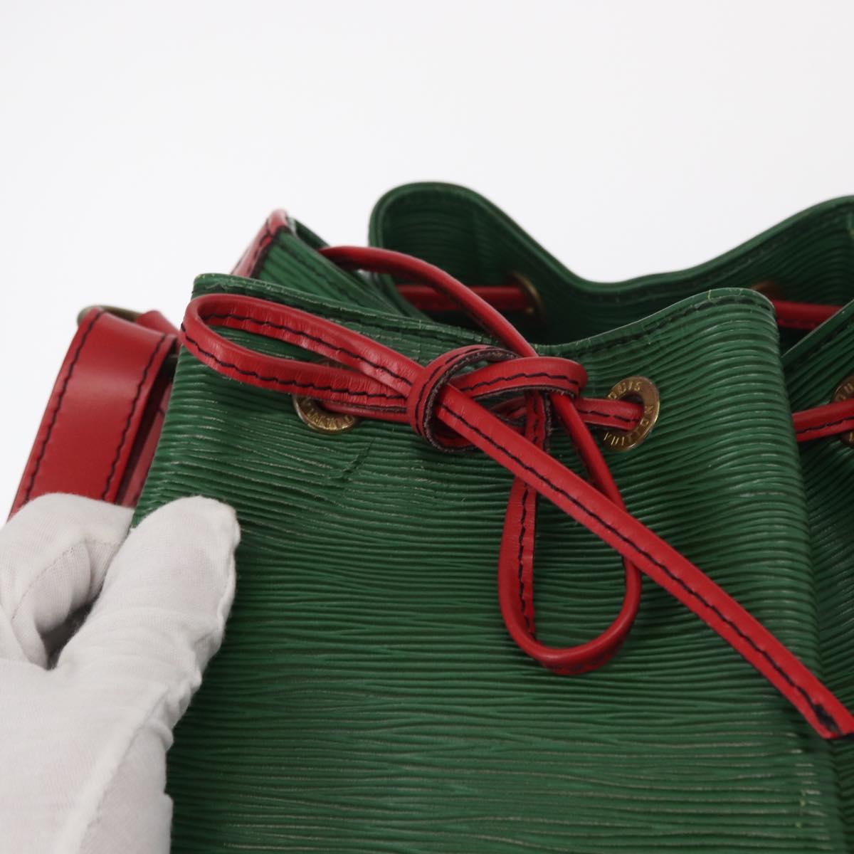 LOUIS VUITTON Epi Petit Noe Shoulder Bag Bicolor Green Red M44147 LV Auth 154342