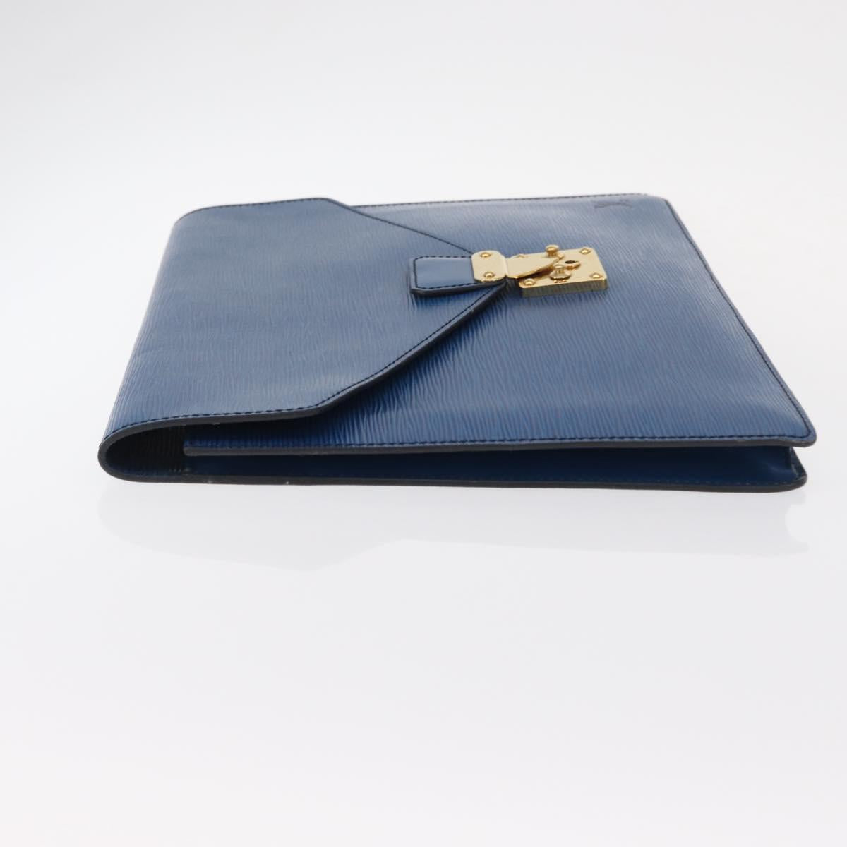 LOUIS VUITTON Epi Porte Documents Senatur Clutch Bag Blue M54455 LV Auth 154359