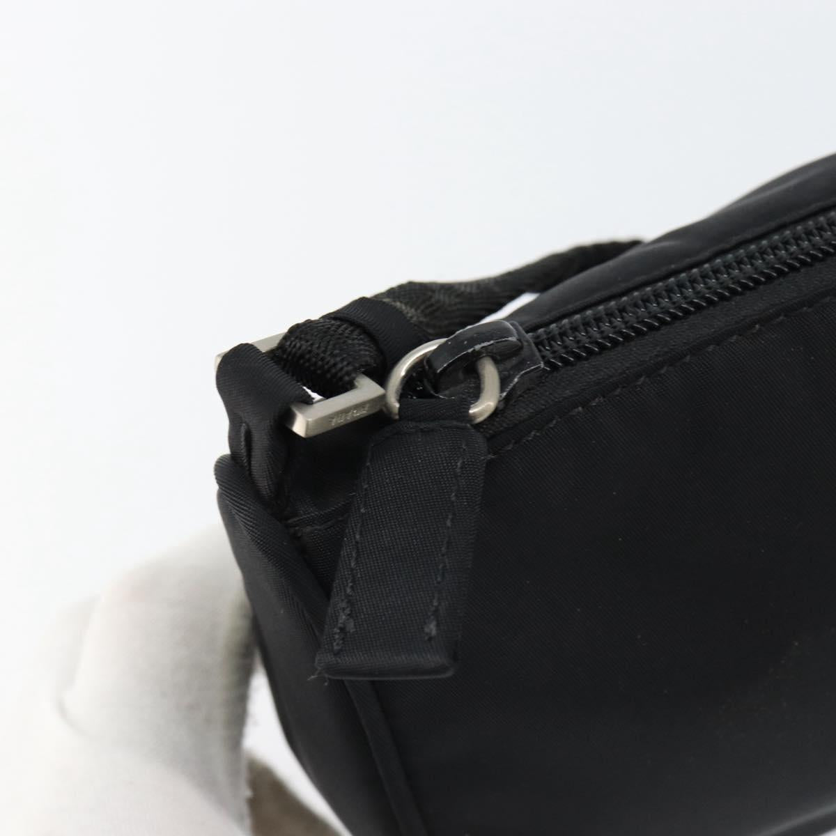 PRADA Accessory Pouch Nylon Black Silver Auth 154368