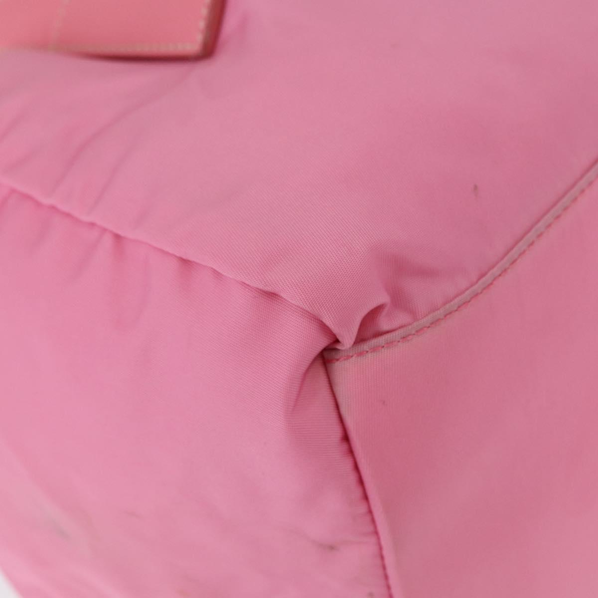 PRADA Hand Bag Nylon Pink Silver Auth 154369