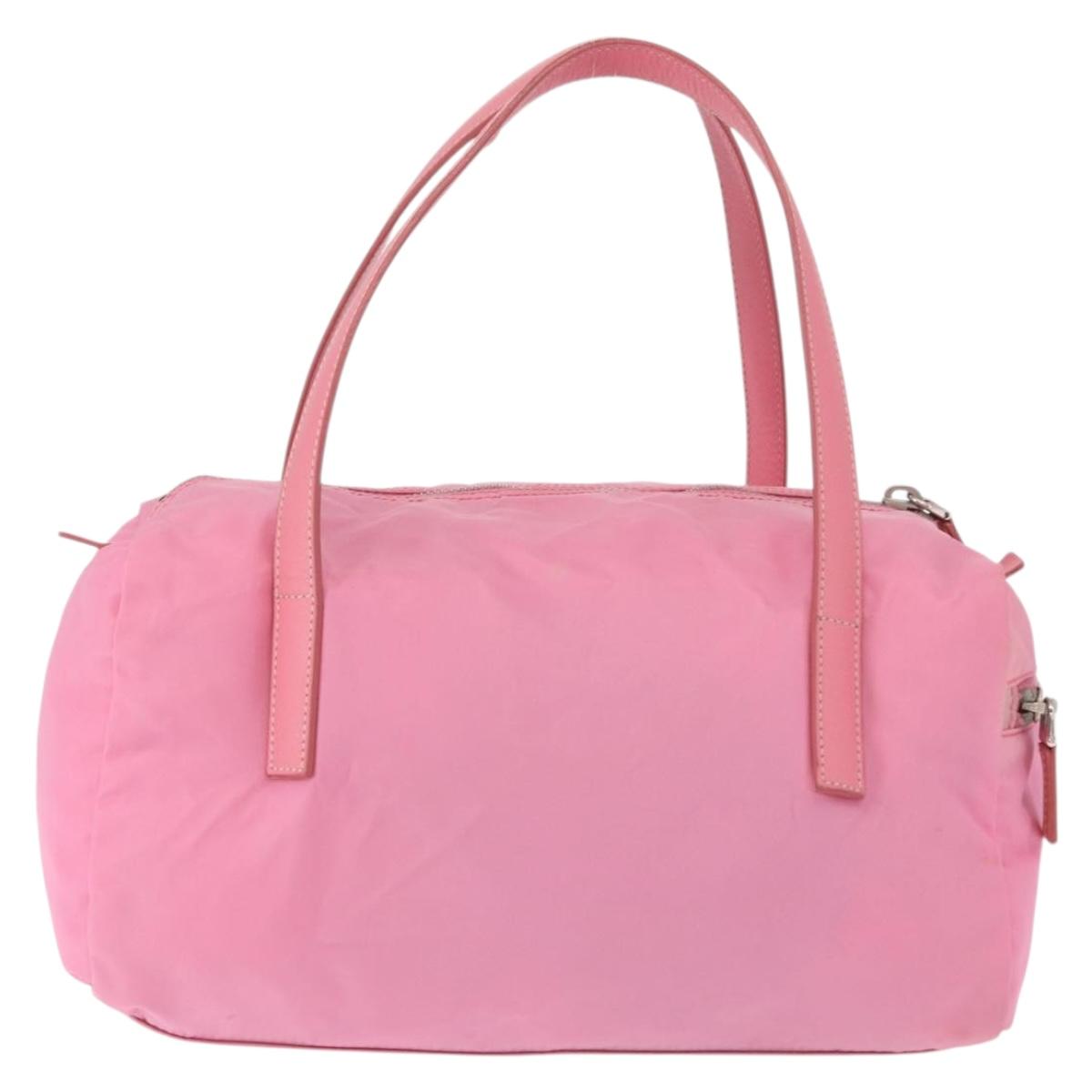 PRADA Hand Bag Nylon Pink Silver Auth 154369