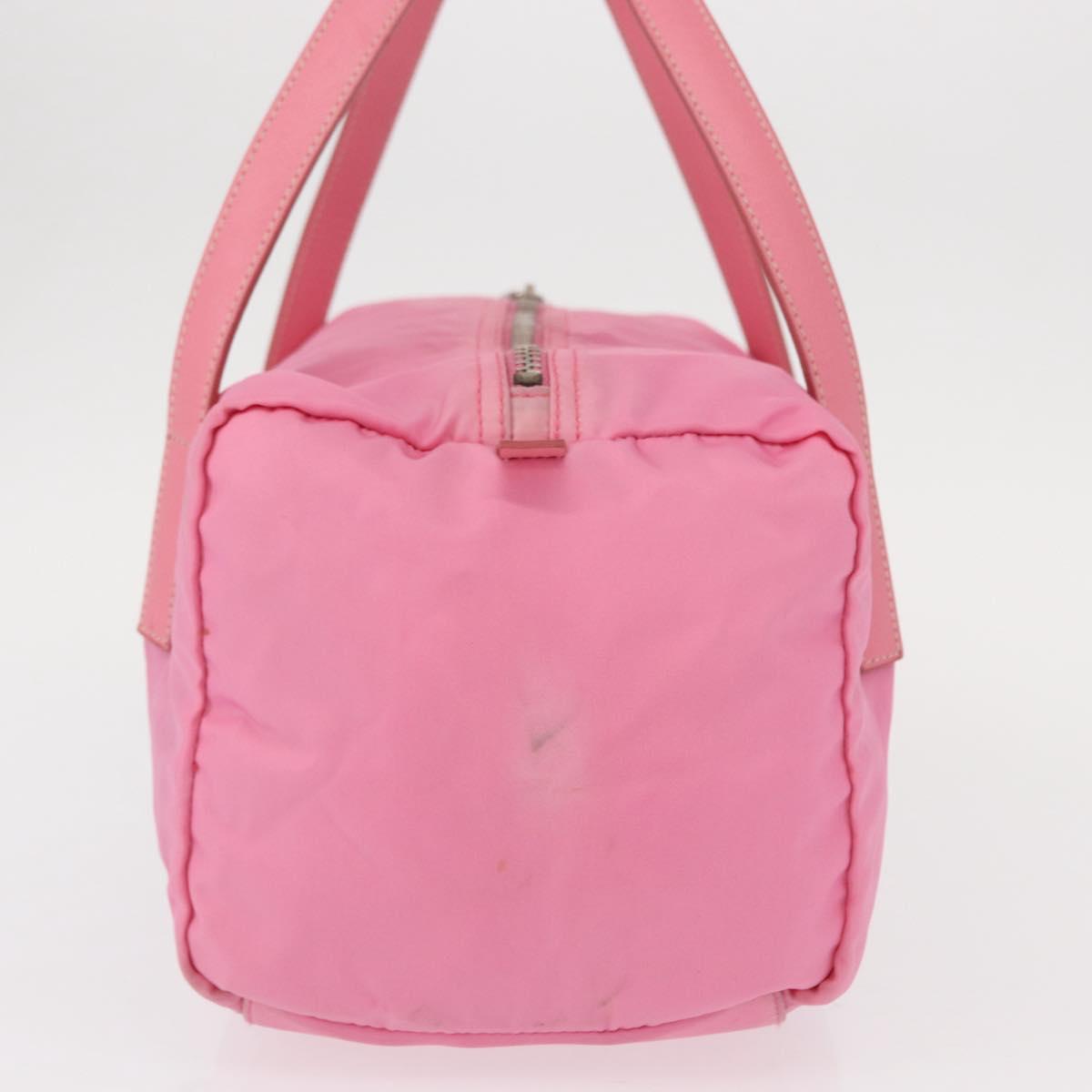 PRADA Hand Bag Nylon Pink Silver Auth 154369