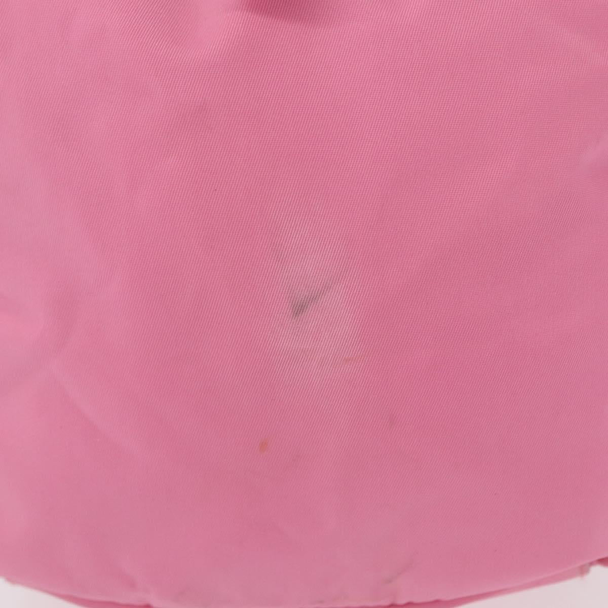 PRADA Hand Bag Nylon Pink Silver Auth 154369