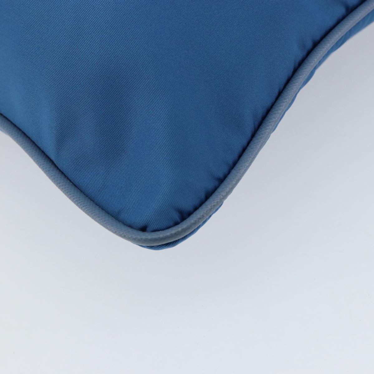 PRADA Shoulder Bag Nylon Blue Silver Auth 154370V