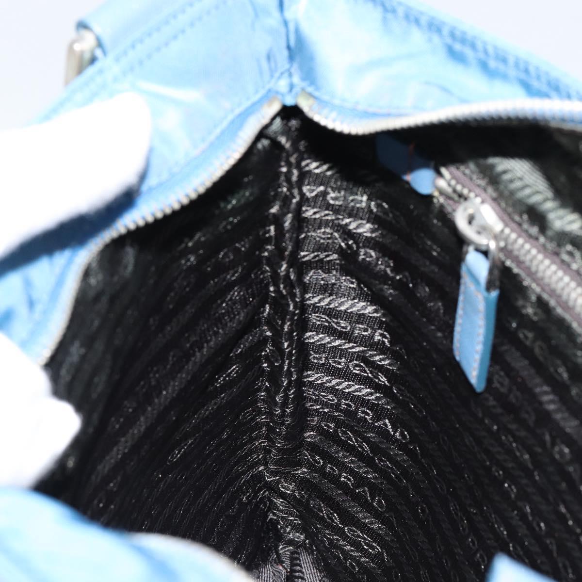 PRADA Shoulder Bag Nylon Blue Silver Auth 154370V