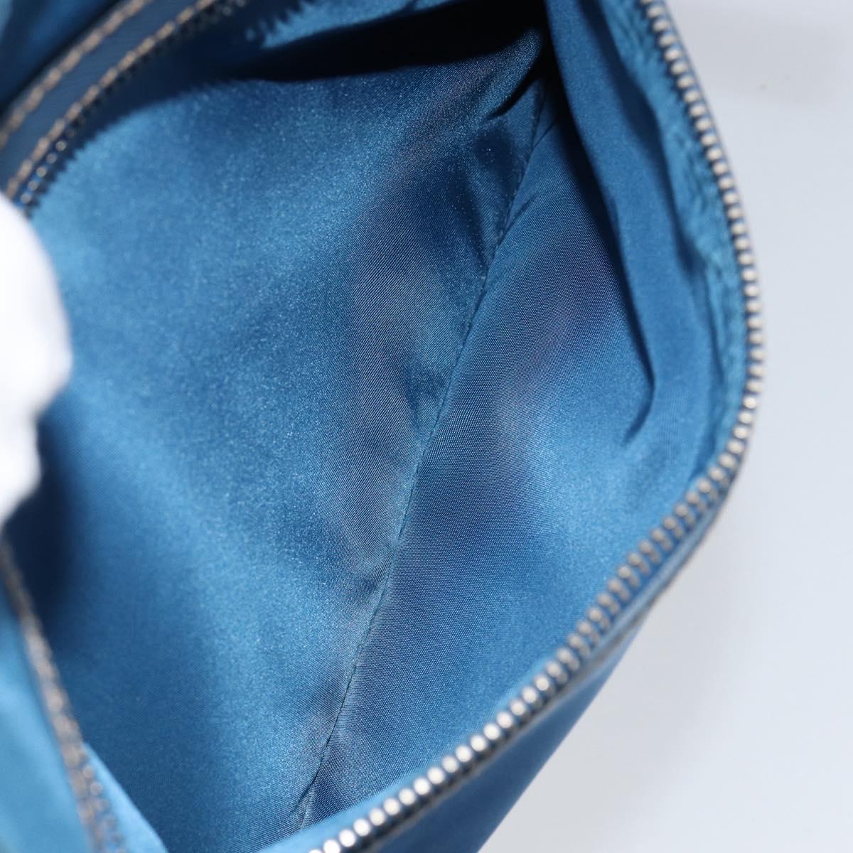 PRADA Shoulder Bag Nylon Blue Silver Auth 154370V