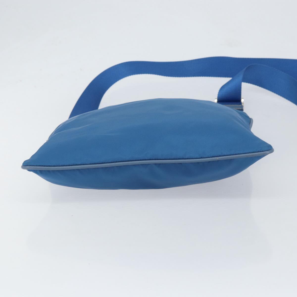 PRADA Shoulder Bag Nylon Blue Silver Auth 154370V