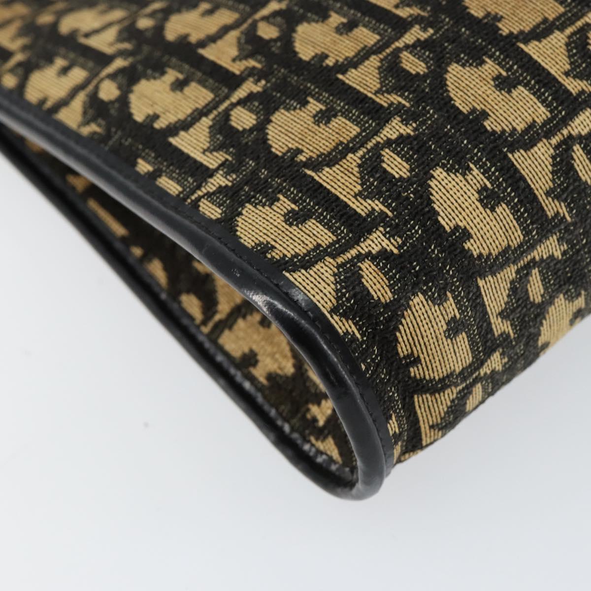 Christian Dior Trotter Canvas Shoulder Bag Navy Gold Auth 154374