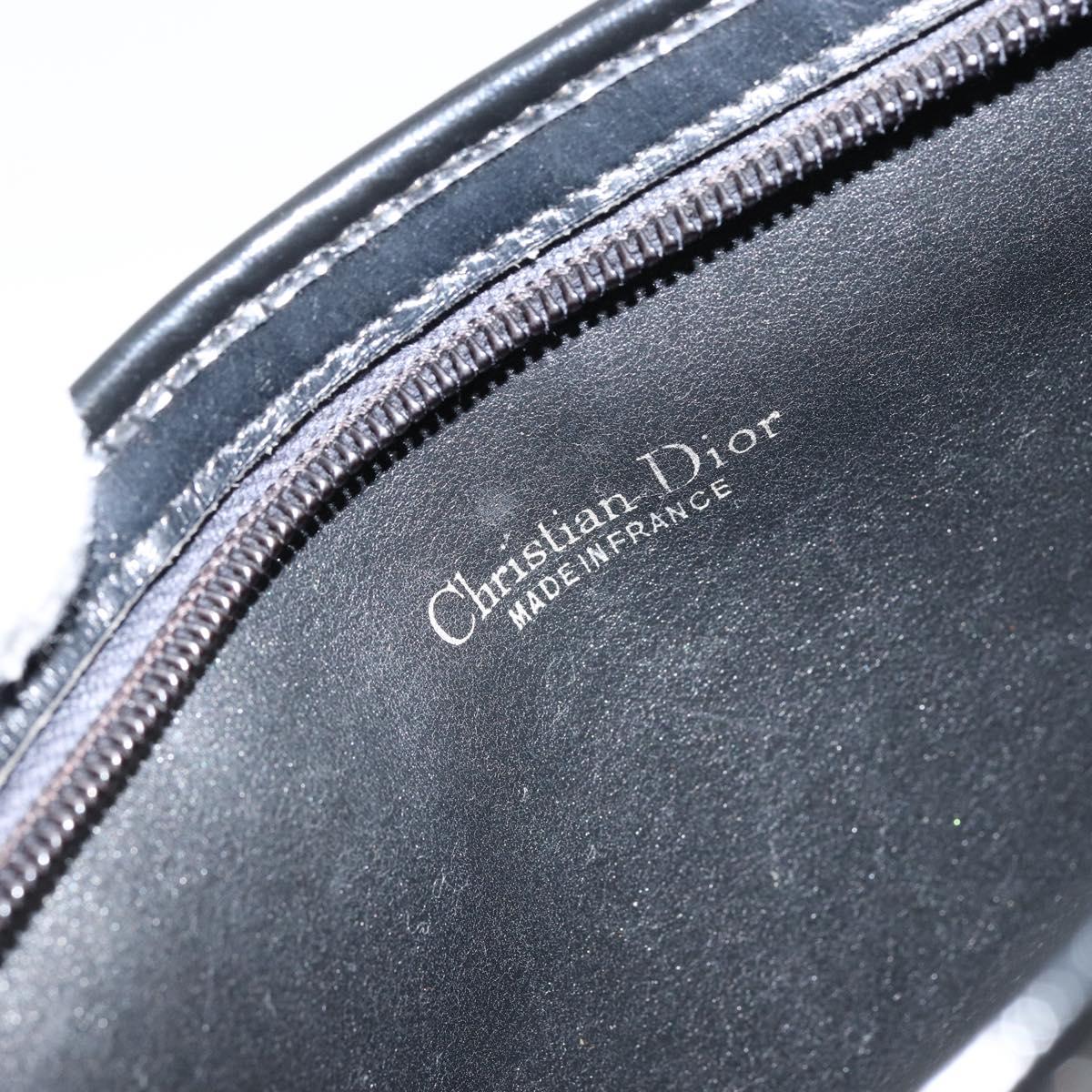 Christian Dior Trotter Canvas Shoulder Bag Navy Gold Auth 154374