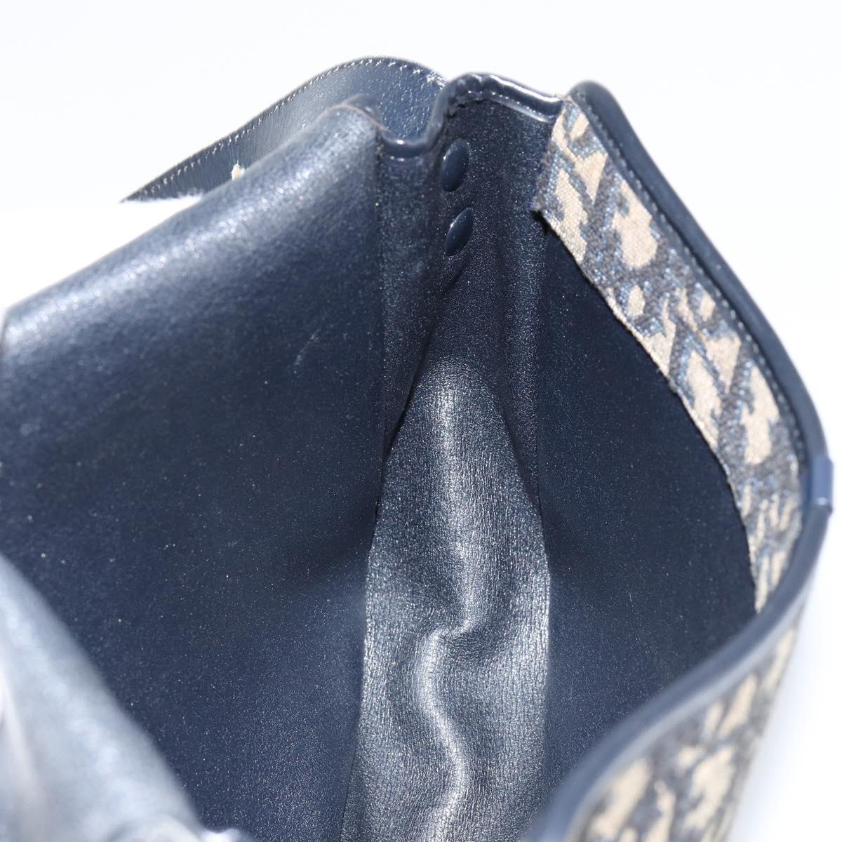 Christian Dior Trotter Canvas Shoulder Bag Navy Gold Auth 154375