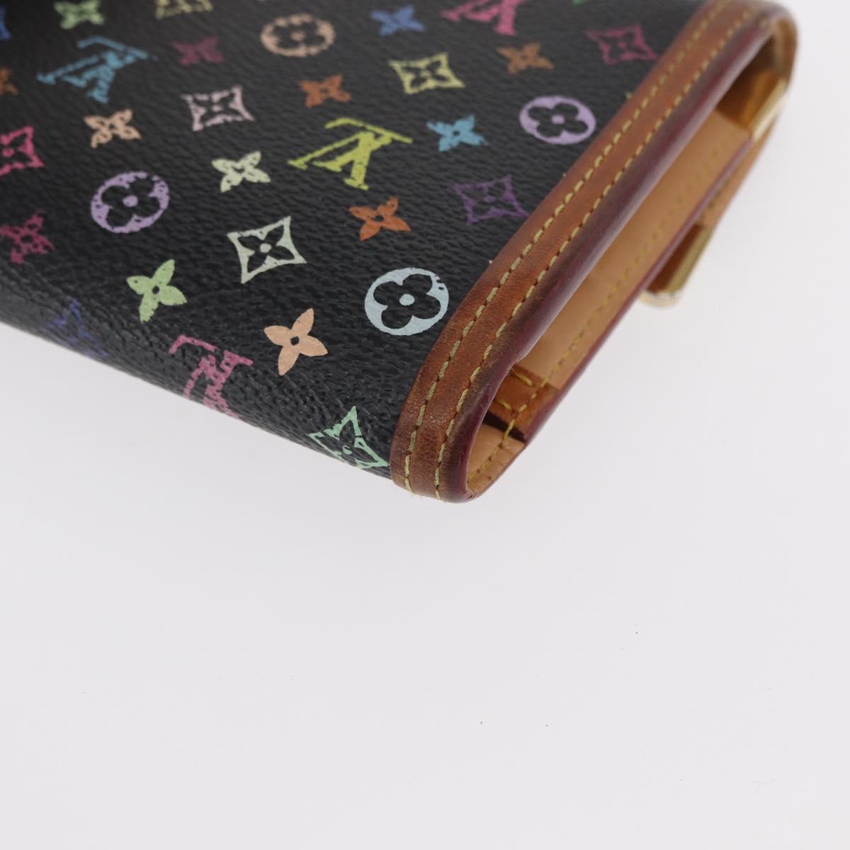 LOUIS VUITTON Monogram Multicolor Porte Tresor Wallet Black M92658 Auth 154380