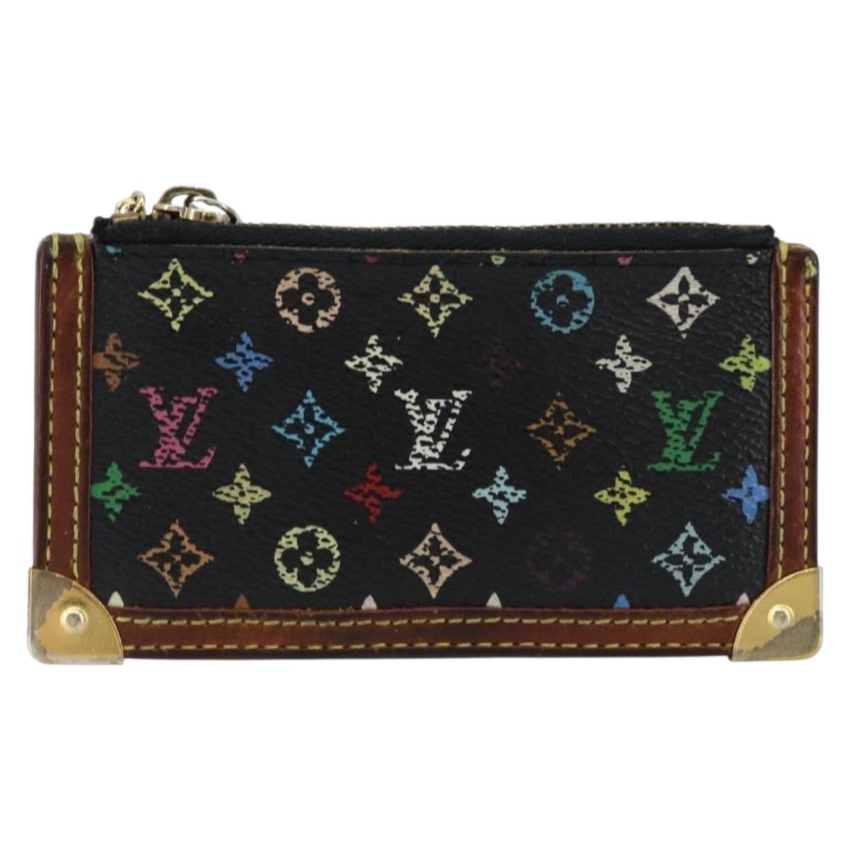 LOUIS VUITTON Multicolor Pochette Cles Coin Purse Black M13664 LV Auth 154383