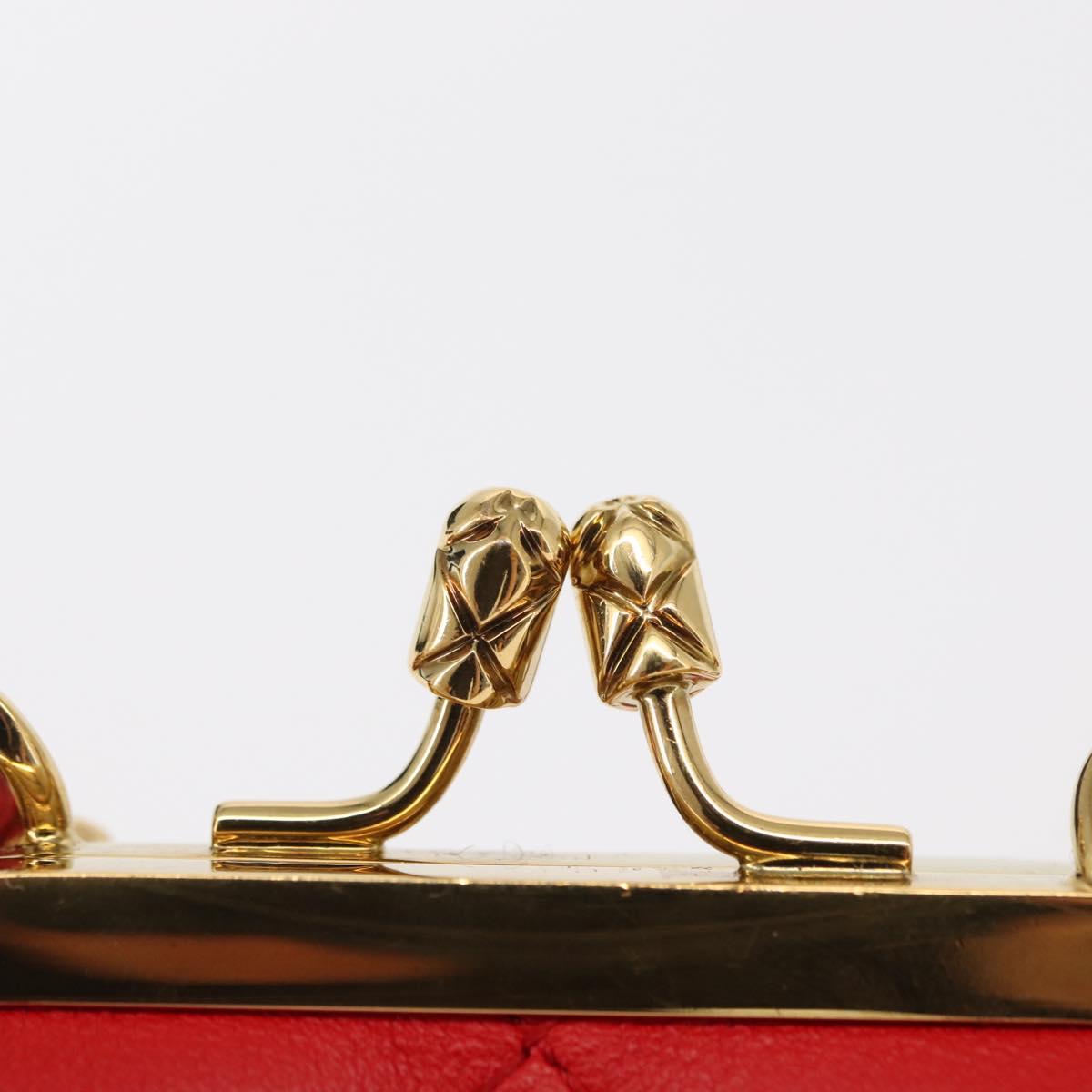 CHANEL Matelasse Chain Shoulder Pouch Bag Lamb Skin Red Gold CC Auth 154389SAM