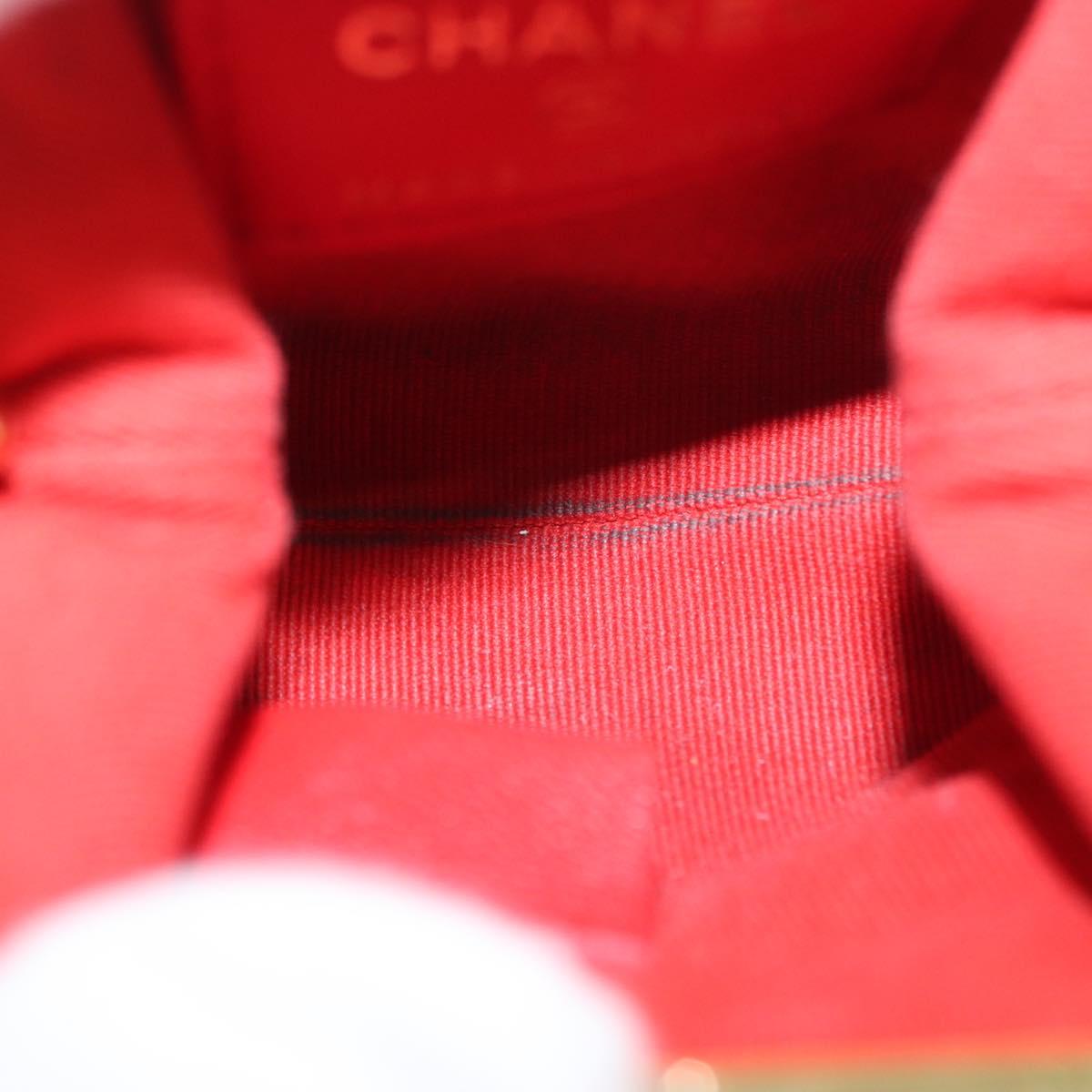 CHANEL Matelasse Chain Shoulder Pouch Bag Lamb Skin Red Gold CC Auth 154389SAM