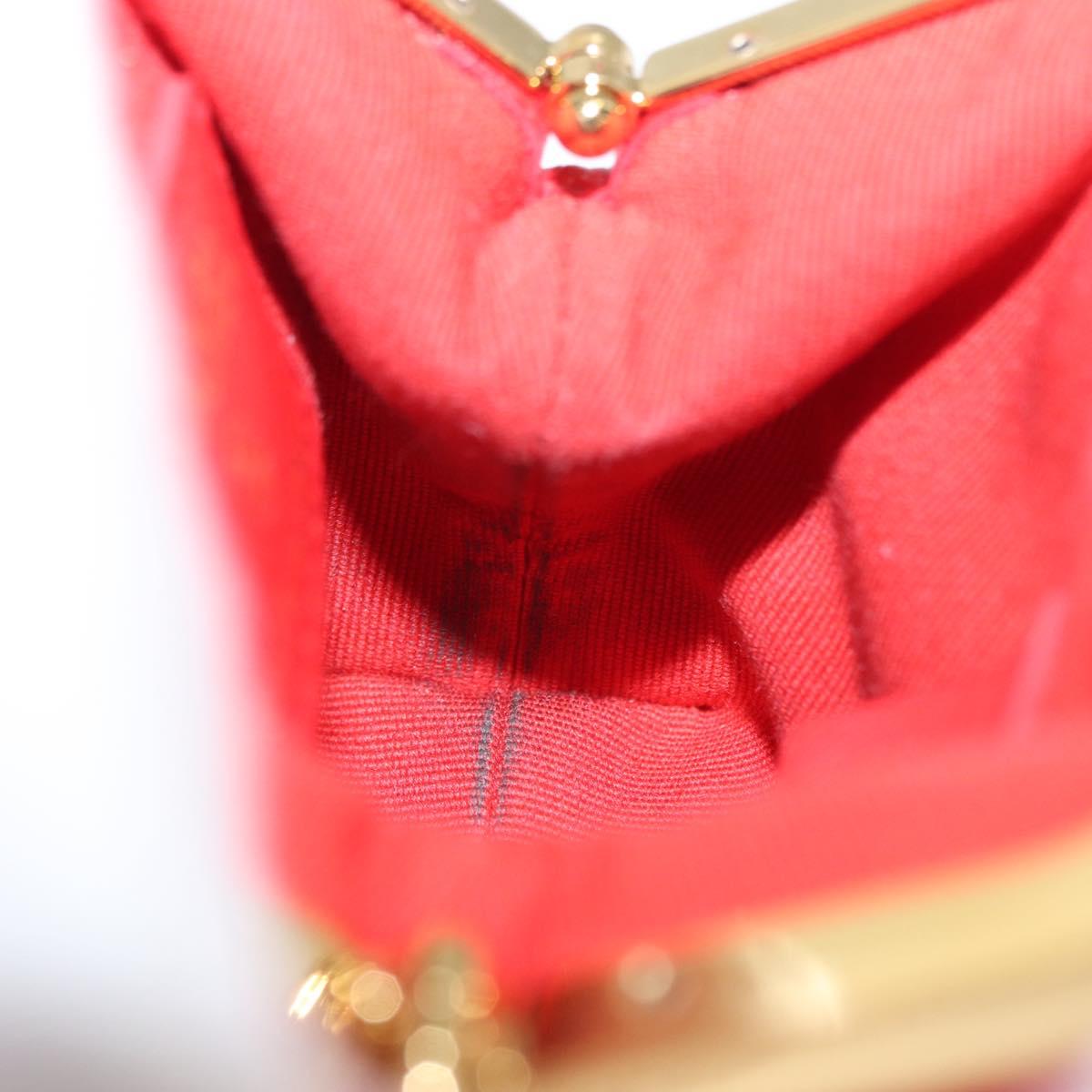 CHANEL Matelasse Chain Shoulder Pouch Bag Lamb Skin Red Gold CC Auth 154389SAM