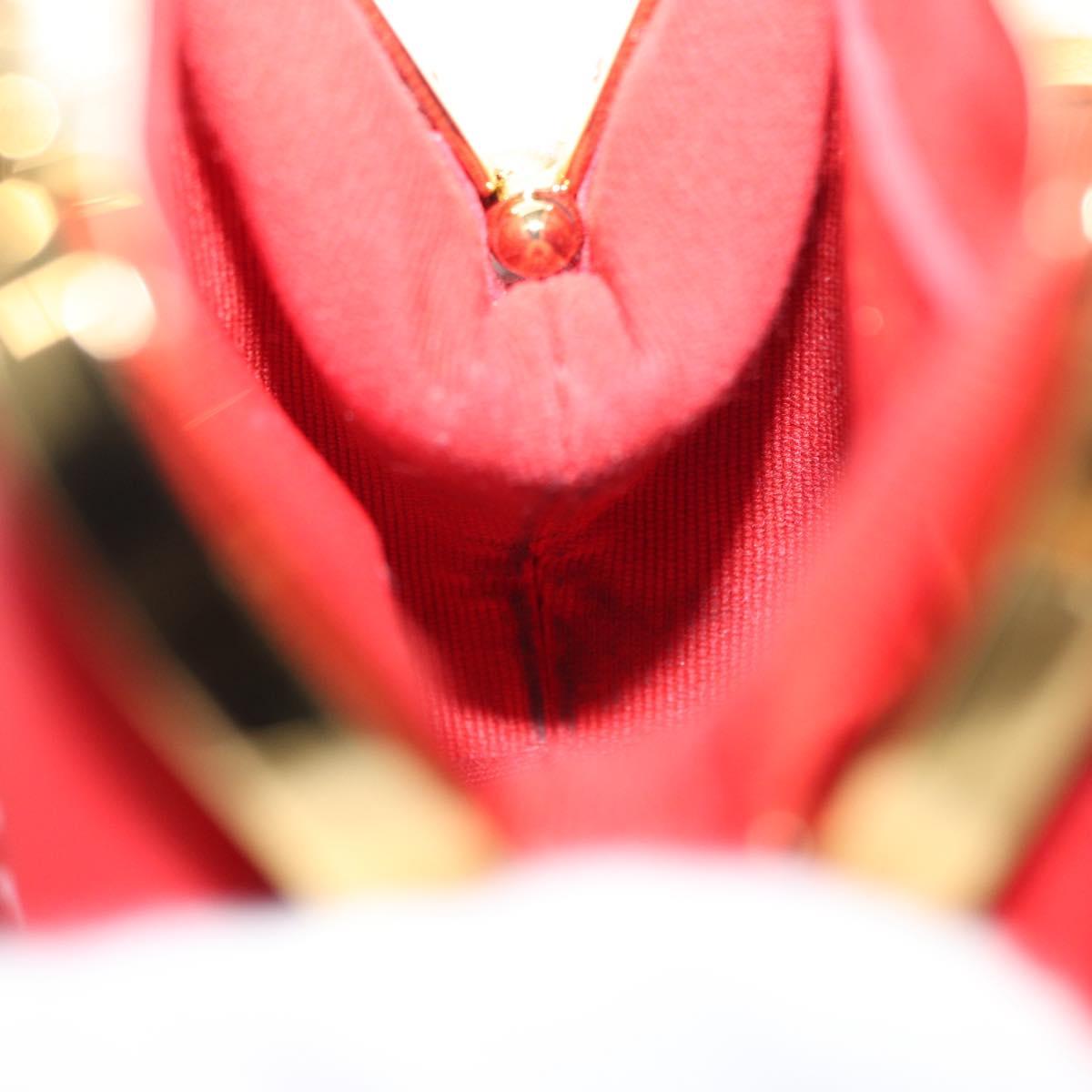 CHANEL Matelasse Chain Shoulder Pouch Bag Lamb Skin Red Gold CC Auth 154389SAM